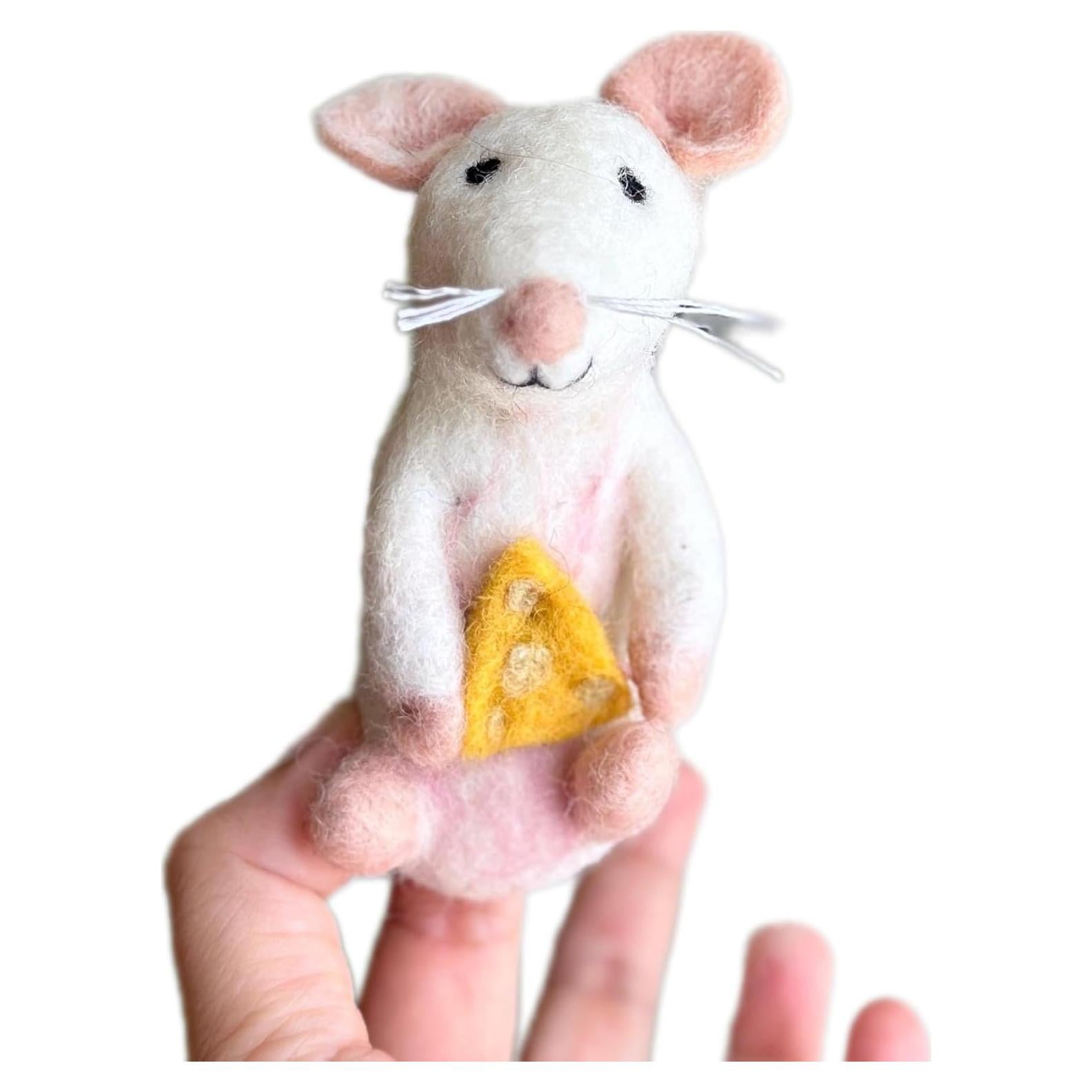 Títere de dedo de ratón Ganapati Crafts 10 cm fieltro ecológico