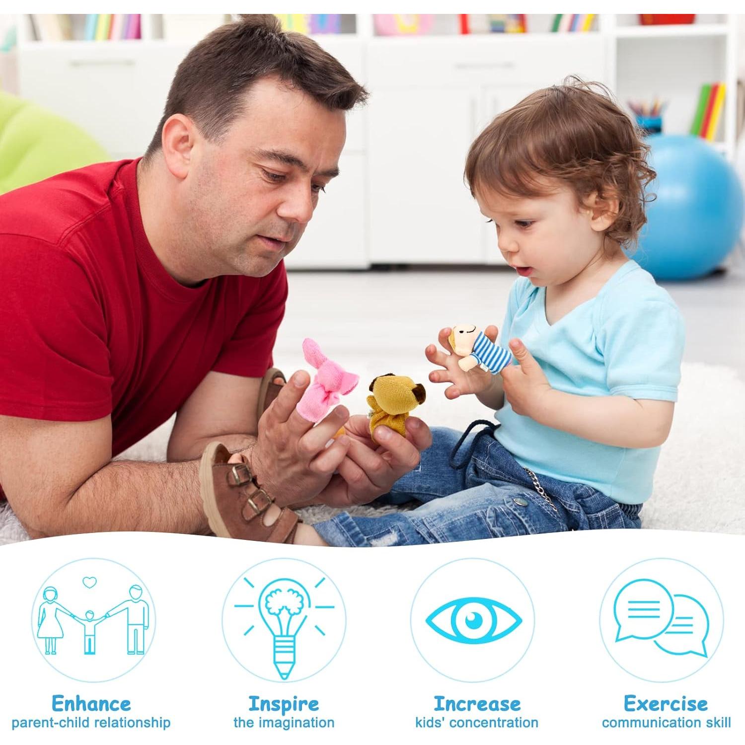 Títeres de Dedo para Niños Sealive 16 PCS Suave Terciopelo