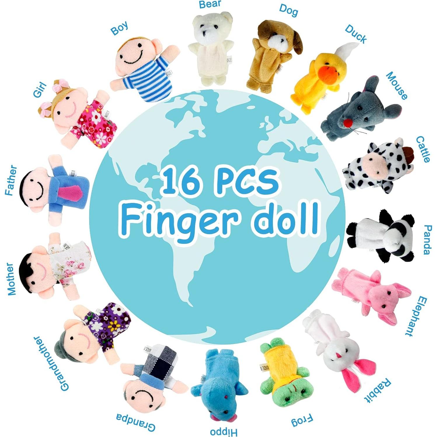 Títeres de Dedo para Niños Sealive 16 PCS Suave Terciopelo