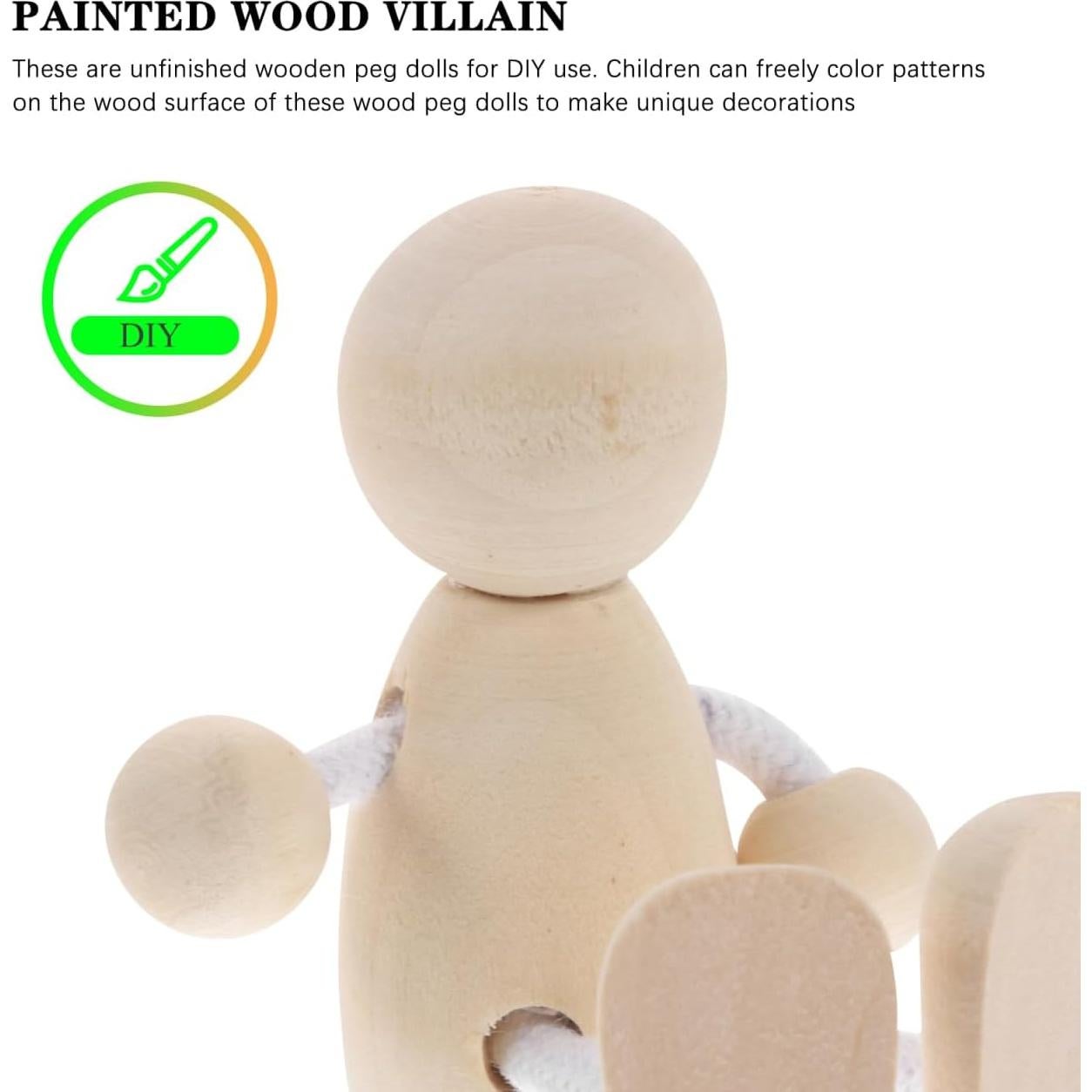 4 Muñecos de Madera DIY Tofficu 8x6.5x3.5 cm Pintables