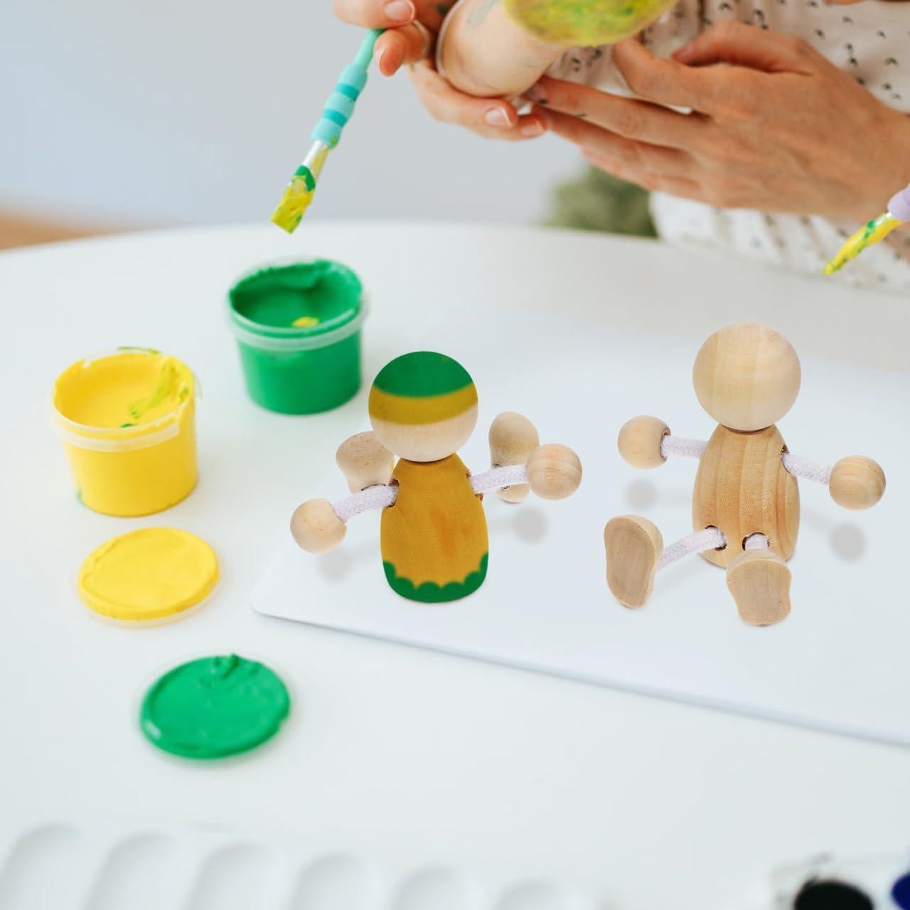 4 Muñecos de Madera DIY Tofficu 8x6.5x3.5 cm Pintables