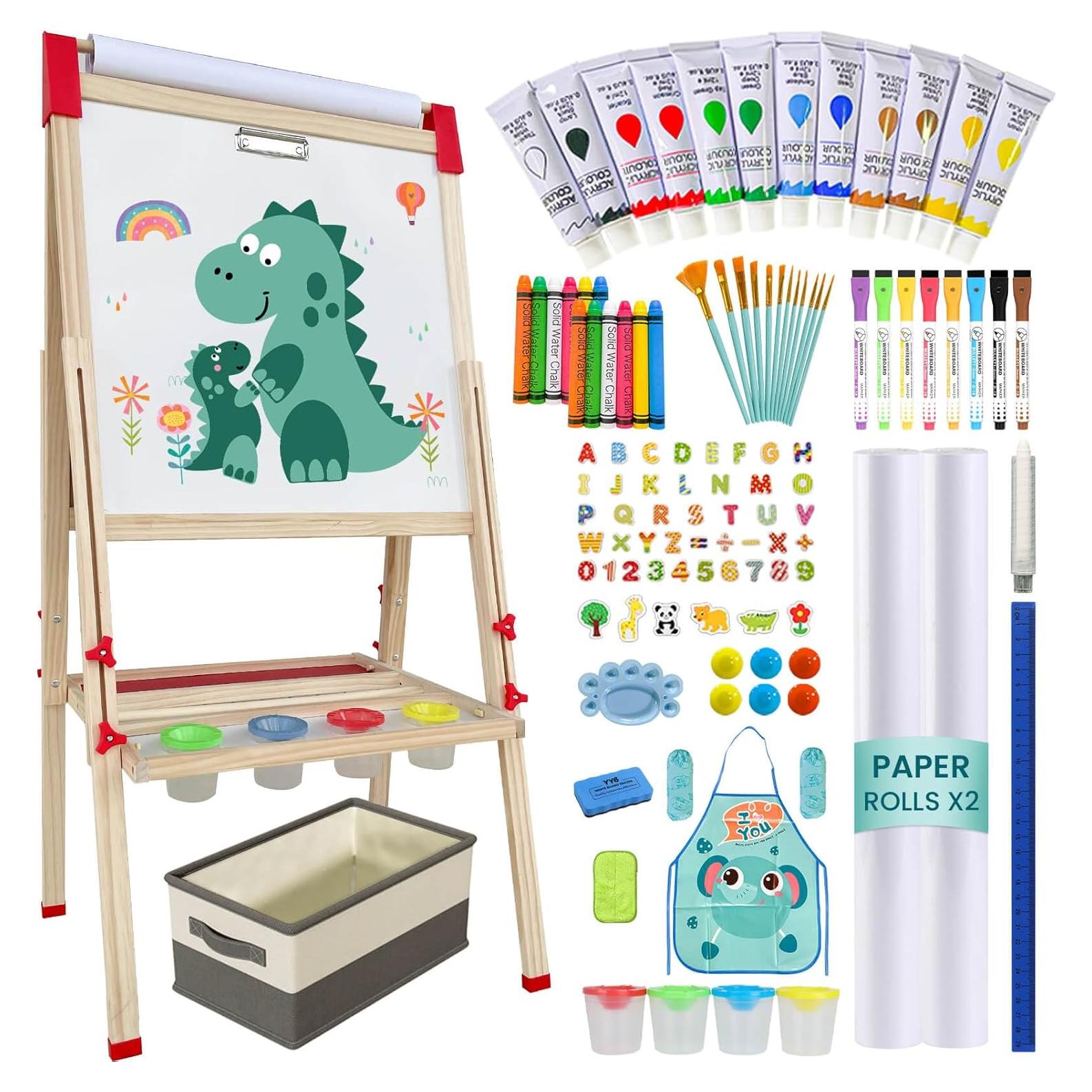 Caballete de Madera Ajustable SUNFATT para Niños con 114 Accesorios