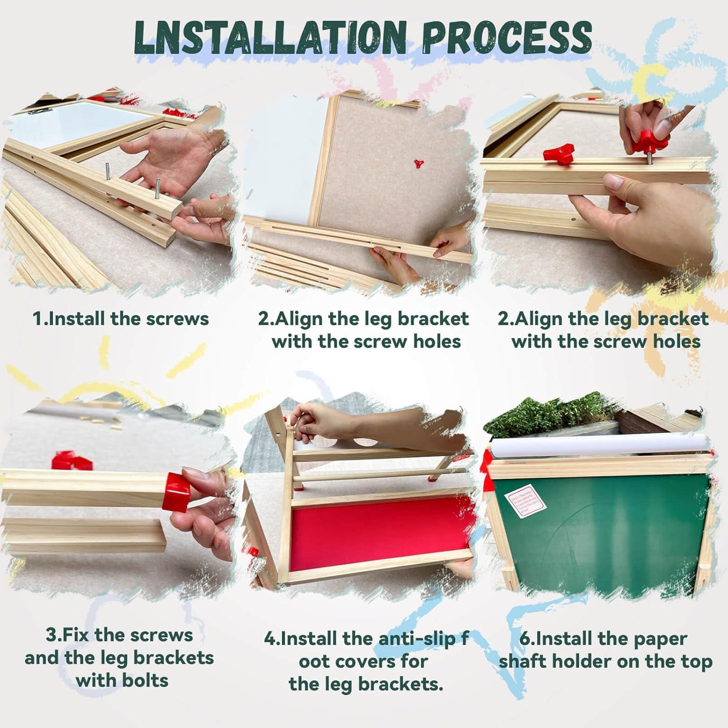 Caballete de Madera Ajustable SUNFATT para Niños con 114 Accesorios