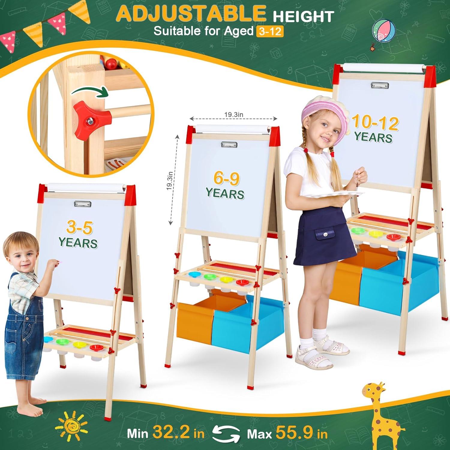 Caballete de Arte Ajustable RenFox para Niños 2-12 Años