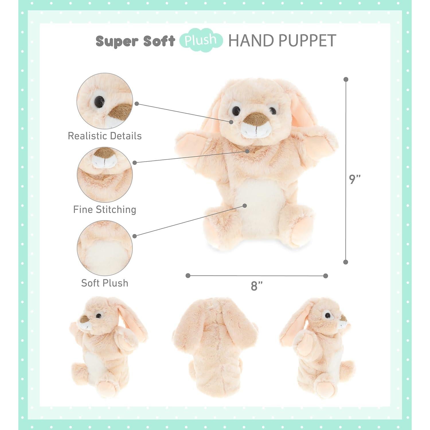 Títere de Mano Conejo DolliBu - Juguete de Peluche 22.86 cm