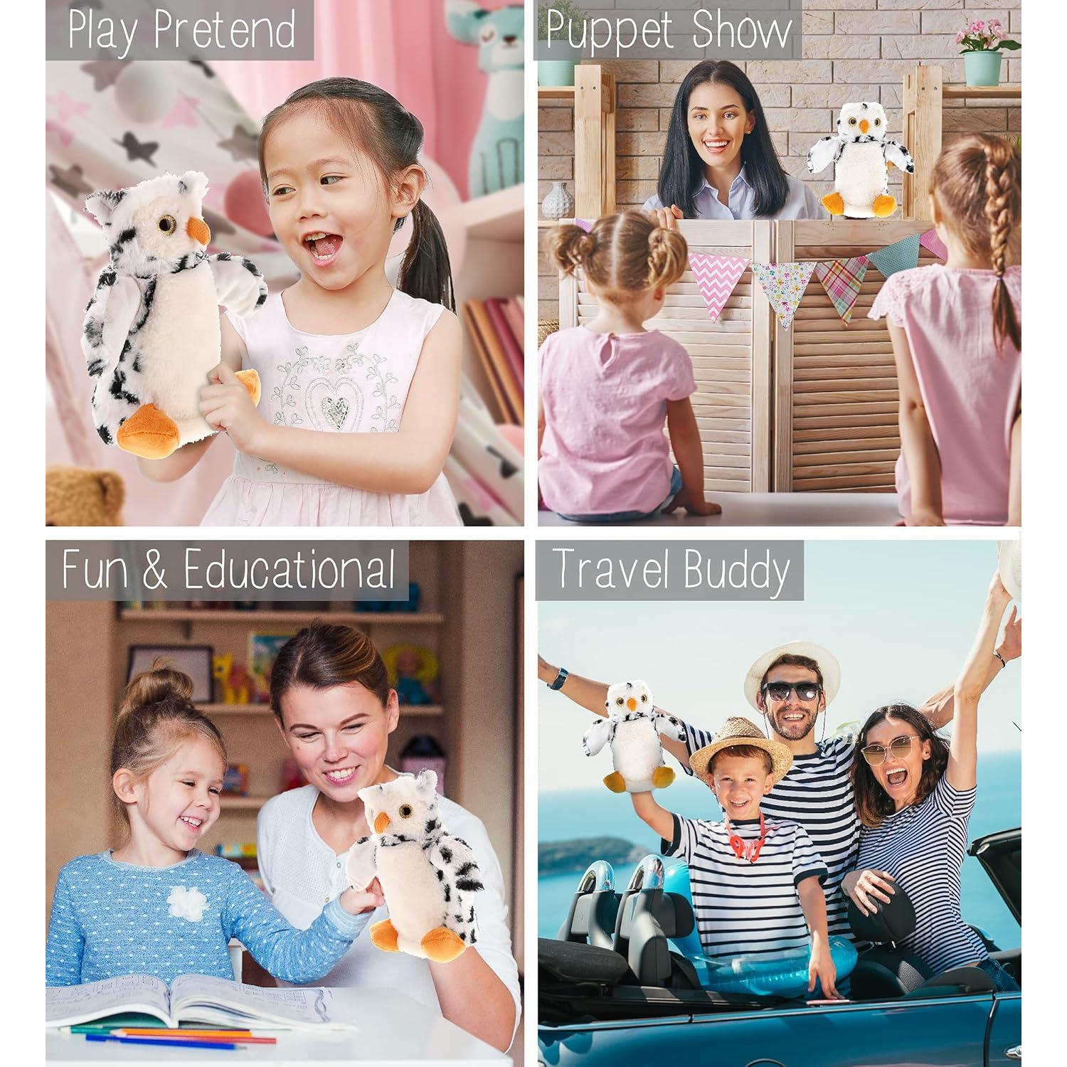 Títere de Mano Búho Blanco DolliBu - Juguete Educativo 24 cm