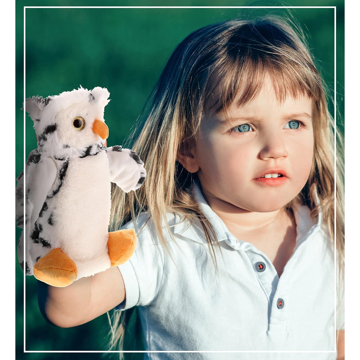 Títere de Mano Búho Blanco DolliBu - Juguete Educativo 24 cm