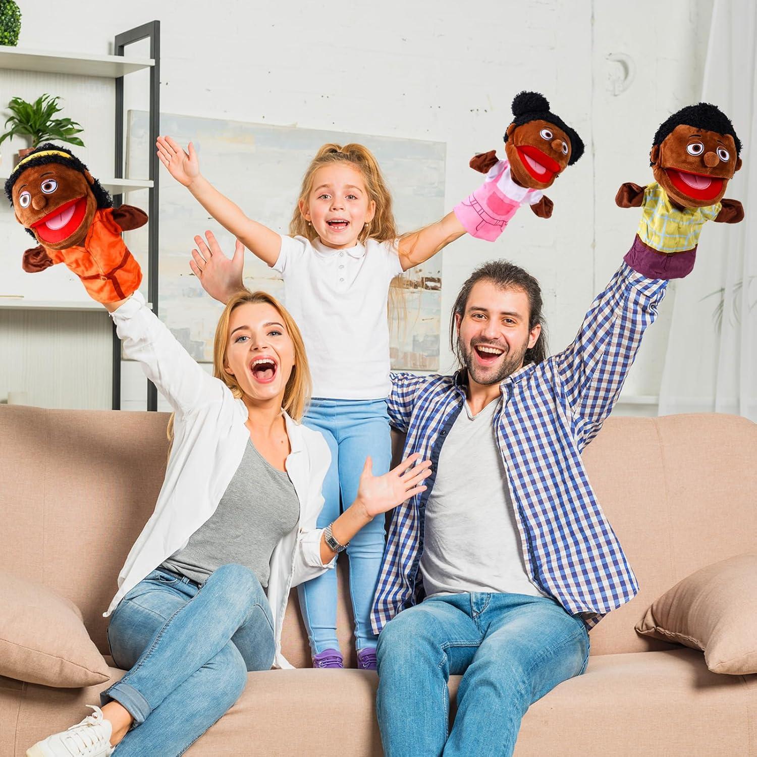 Títeres de Mano Familiar Multicultural ZJoey 30 cm - 12 Piezas