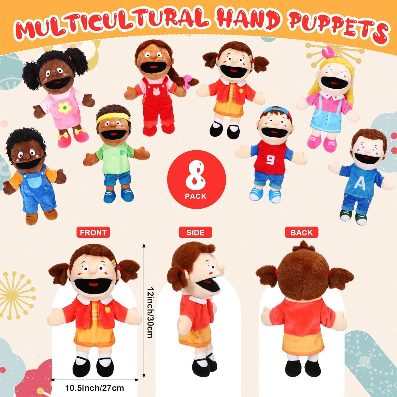 Set de 8 Títeres de Mano Multiculturales Lenwen 30 cm