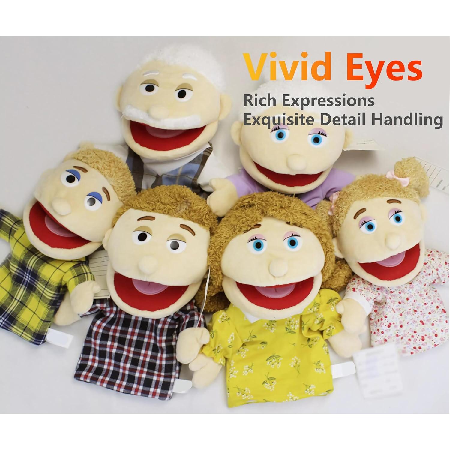 Títeres de Mano Familiares LOMTRATS - 6 Personajes 30 cm