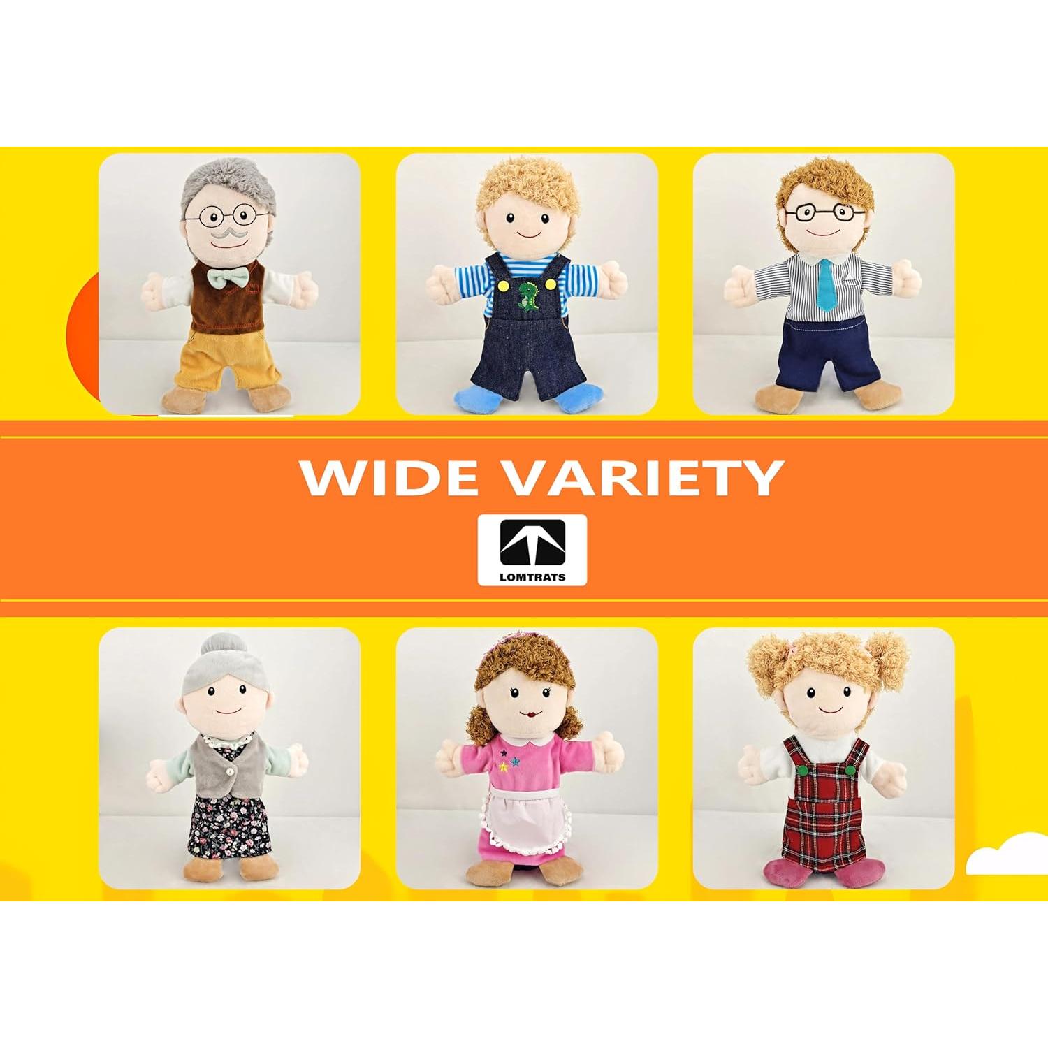 Títeres de Mano Familiares LOMTRATS - 6 Personajes 30 cm