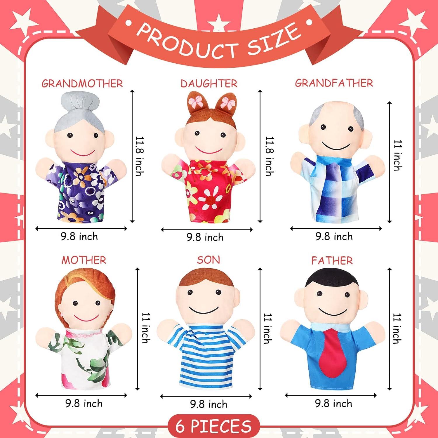 6 Títeres de Mano de Peluche Familiar Jerify - Juguetes Educativos