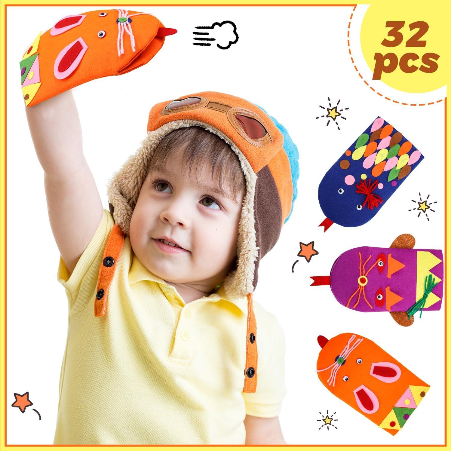 Kit de Marionetas de Mano Liliful 32 Piezas Fieltro DIY