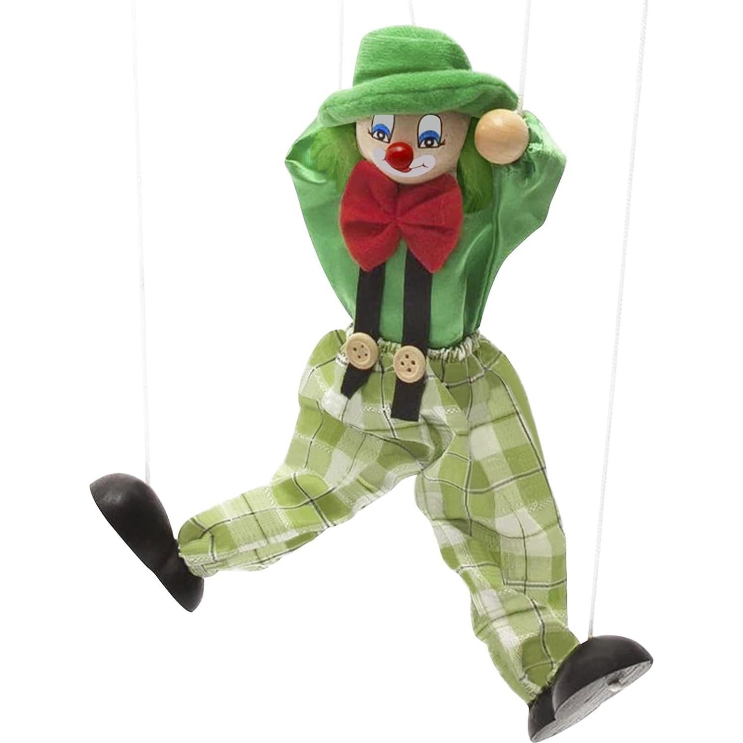 Marioneta de Mano Payaso BXT de Madera 24cm Verde
