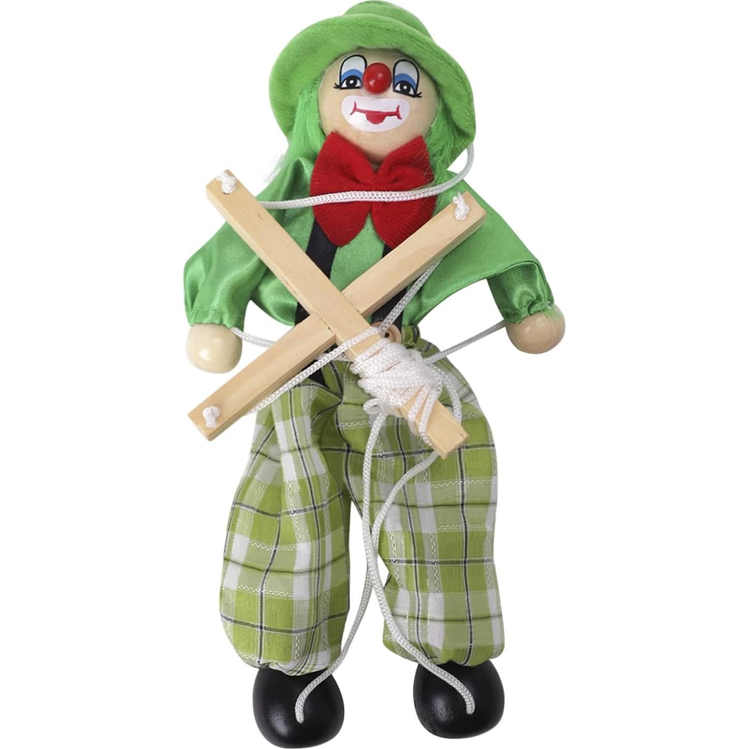 Marioneta de Mano Payaso BXT de Madera 24cm Verde