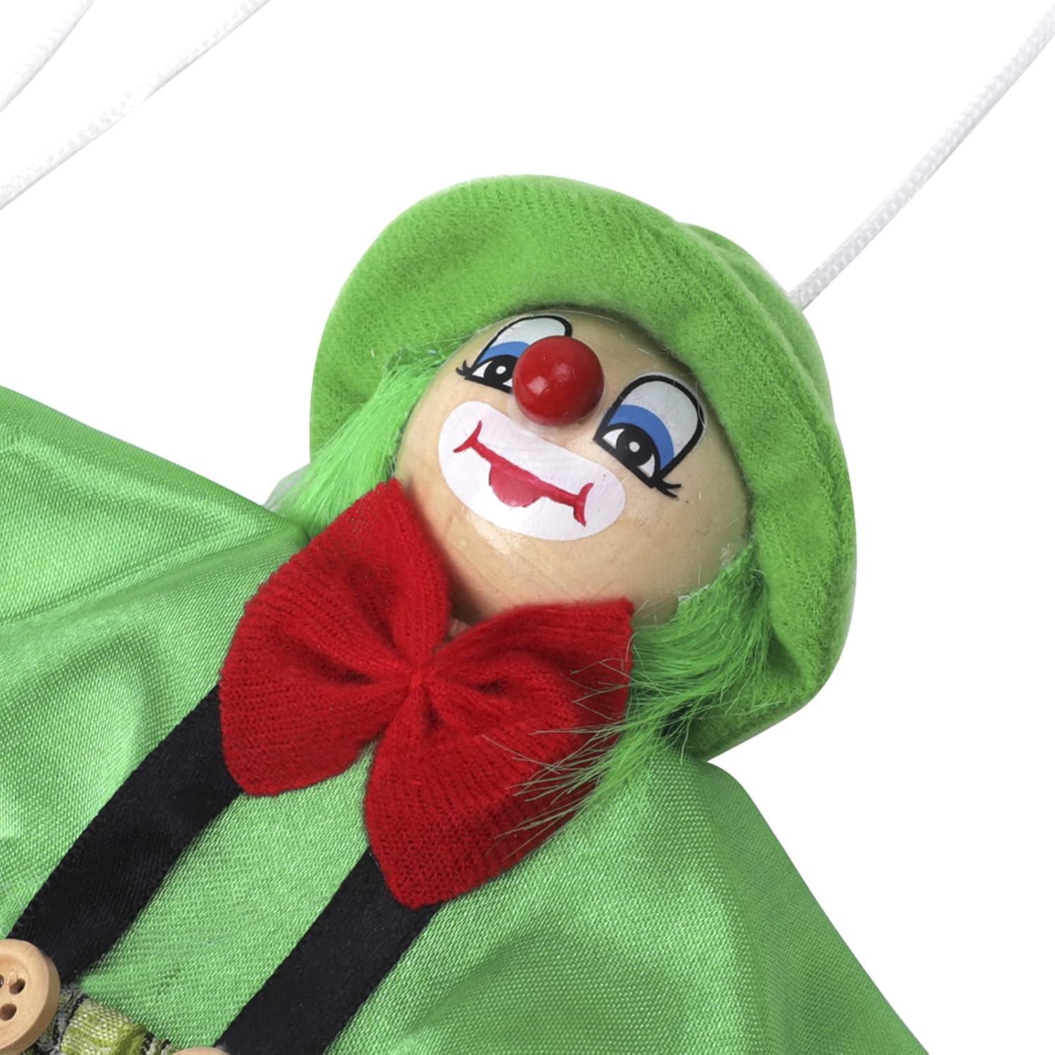Marioneta de Mano Payaso BXT de Madera 24cm Verde