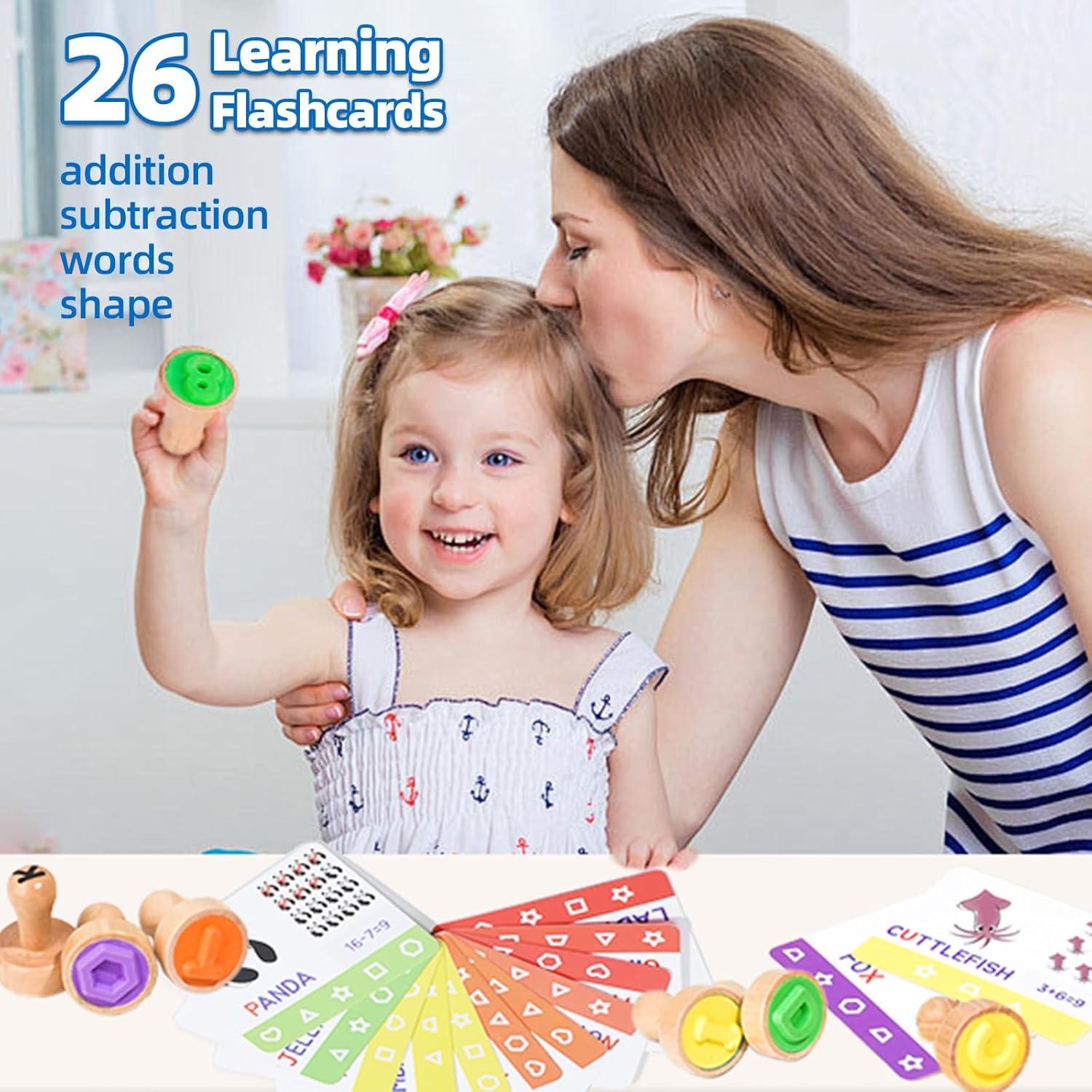 Juego de Sellos de Letras y Números Montessori - 26 Letras, 10 Números, 6 Formas