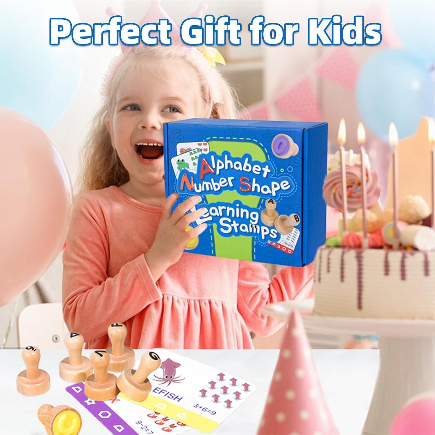 Juego de Sellos de Letras y Números Montessori - 26 Letras, 10 Números, 6 Formas