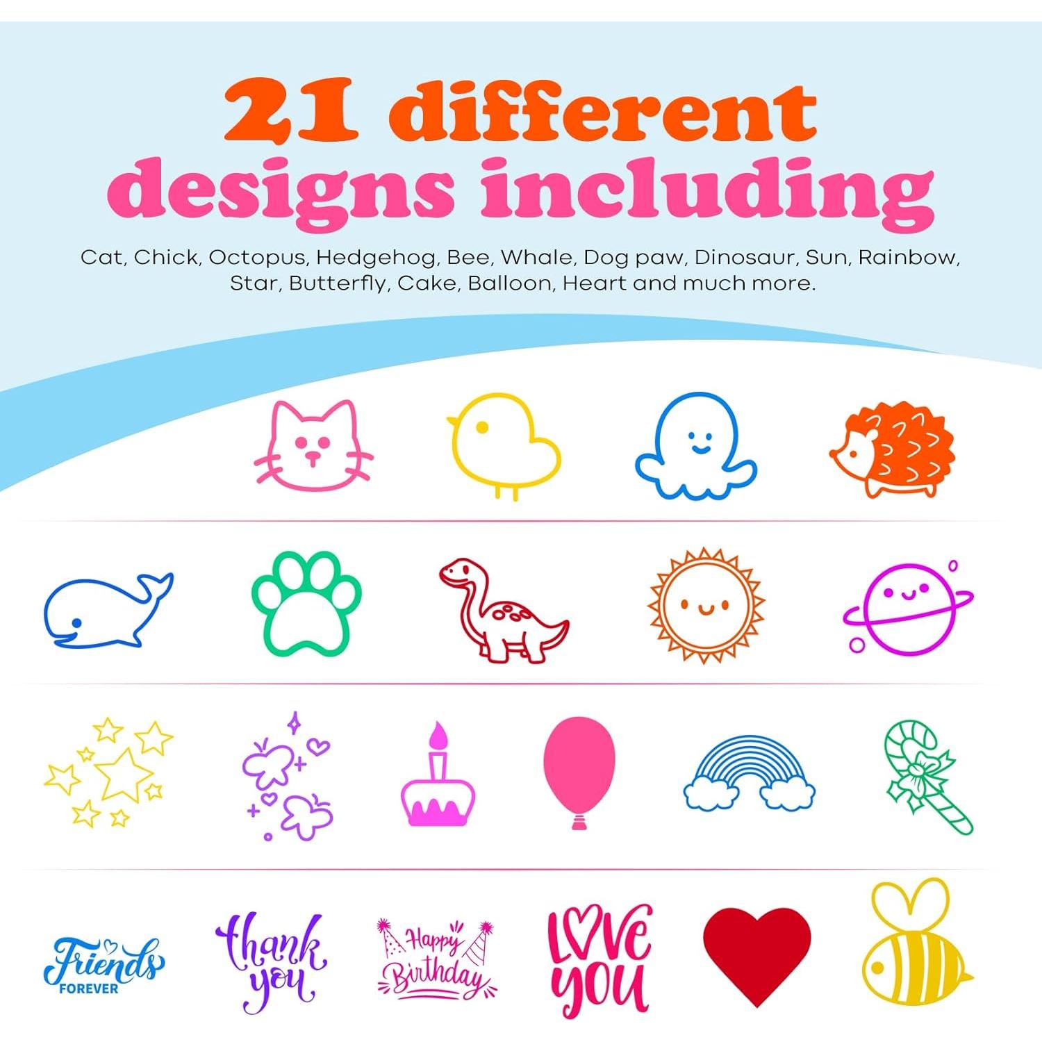 Set de 21 Sellos de Madera MeCids para Niños - Animales y Arcoíris