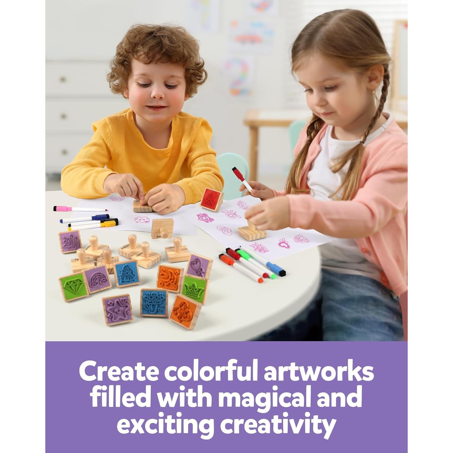 Juego de Sellos de Animales de Madera Coogam - 20 Piezas para Manualidades