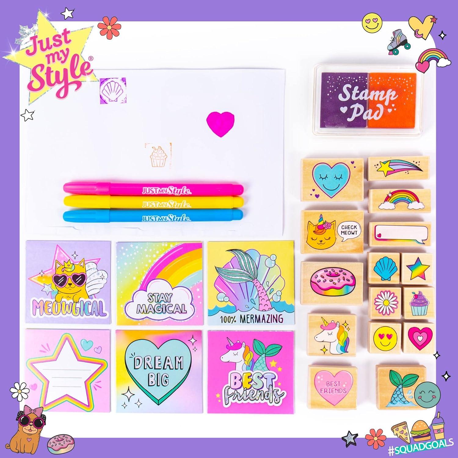 Juego de Sellos de Madera Horizon Group USA - 15 Sellos, 6 Tarjetas, 3 Marcadores