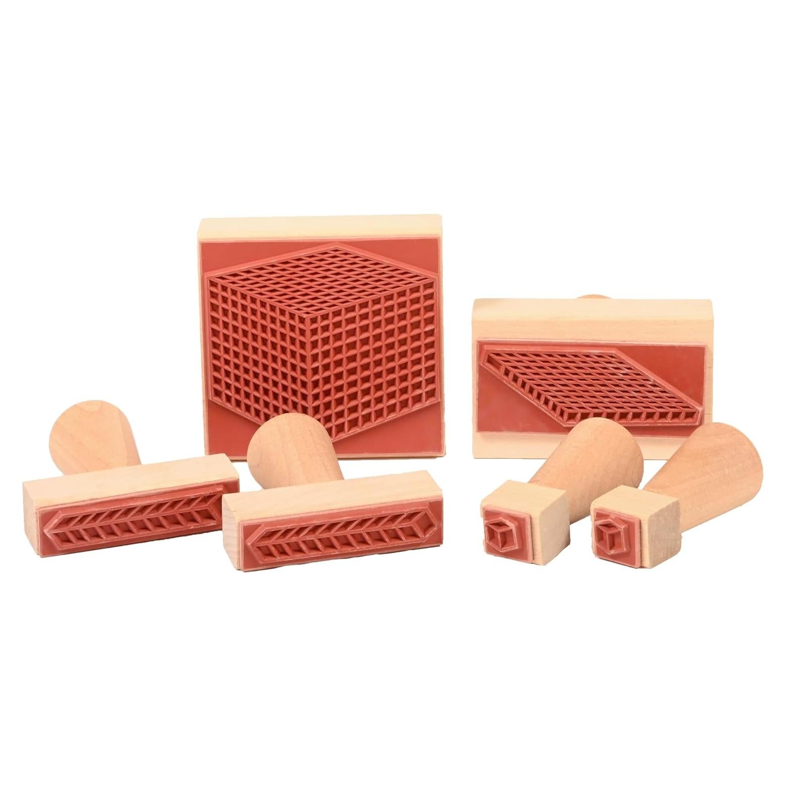 Set de 6 Sellos de Bloques Base 10 Learning Advantage - Madera