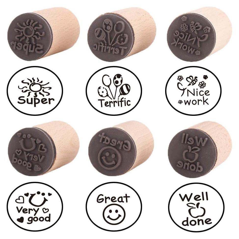 Sello Redondo de Madera DECORA 6pcs para Maestros - Alta Calidad