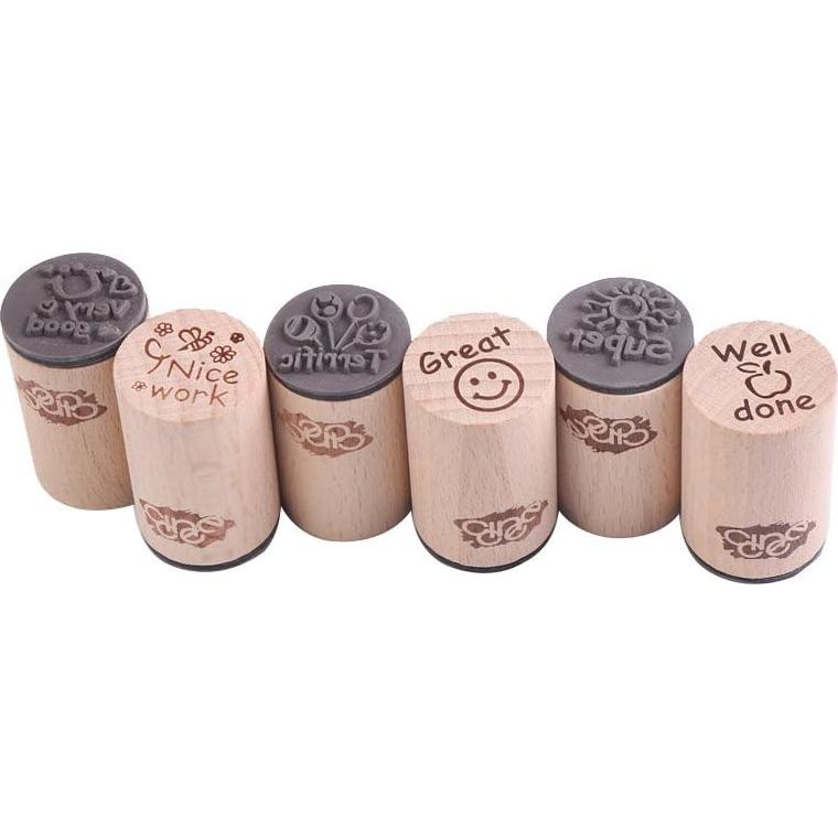 Sello Redondo de Madera DECORA 6pcs para Maestros - Alta Calidad