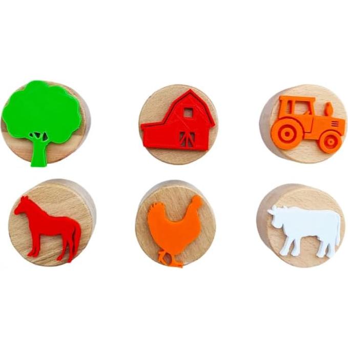 Juego de Sellos de Madera ChildGen Granja - 6 Piezas 5 cm