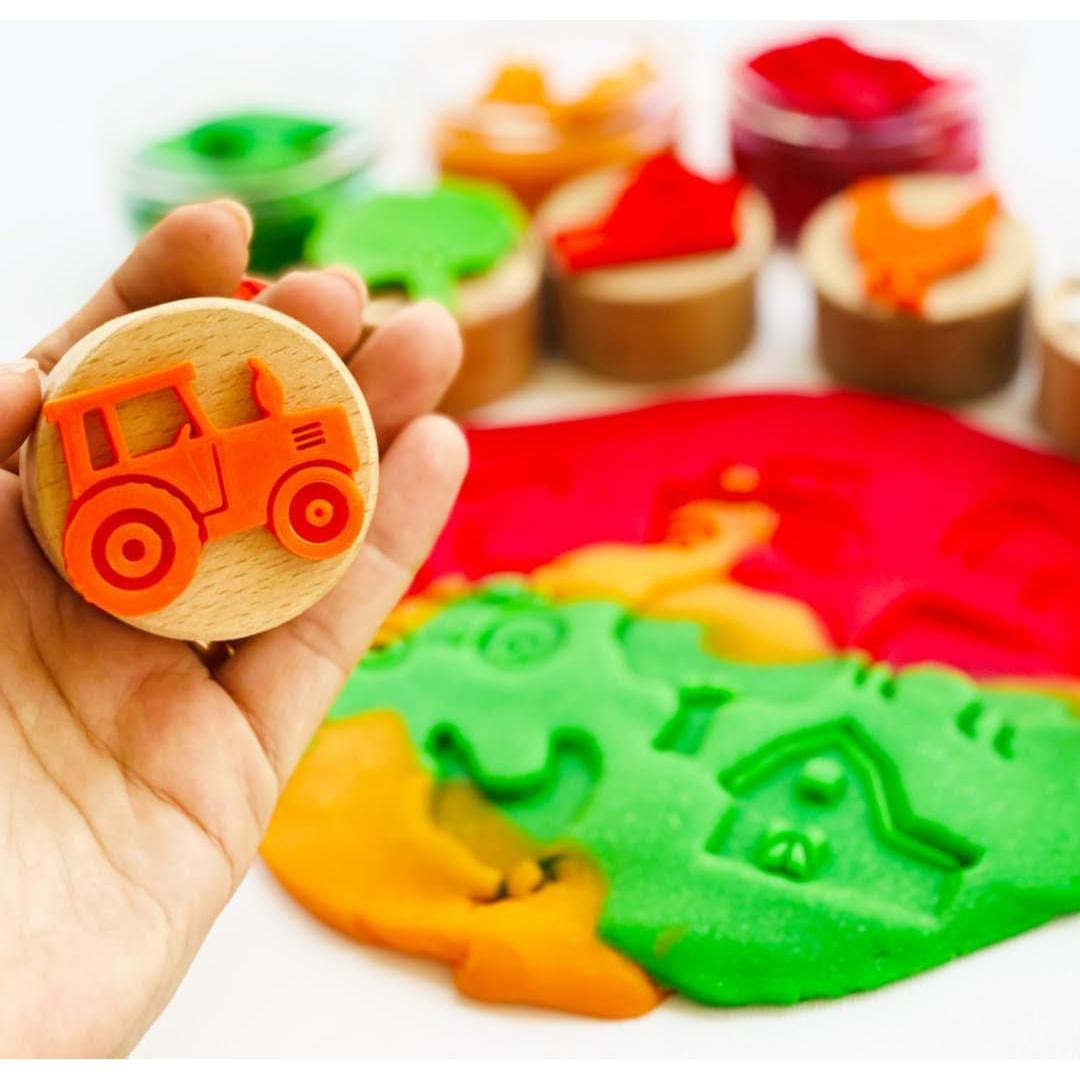 Juego de Sellos de Madera ChildGen Granja - 6 Piezas 5 cm