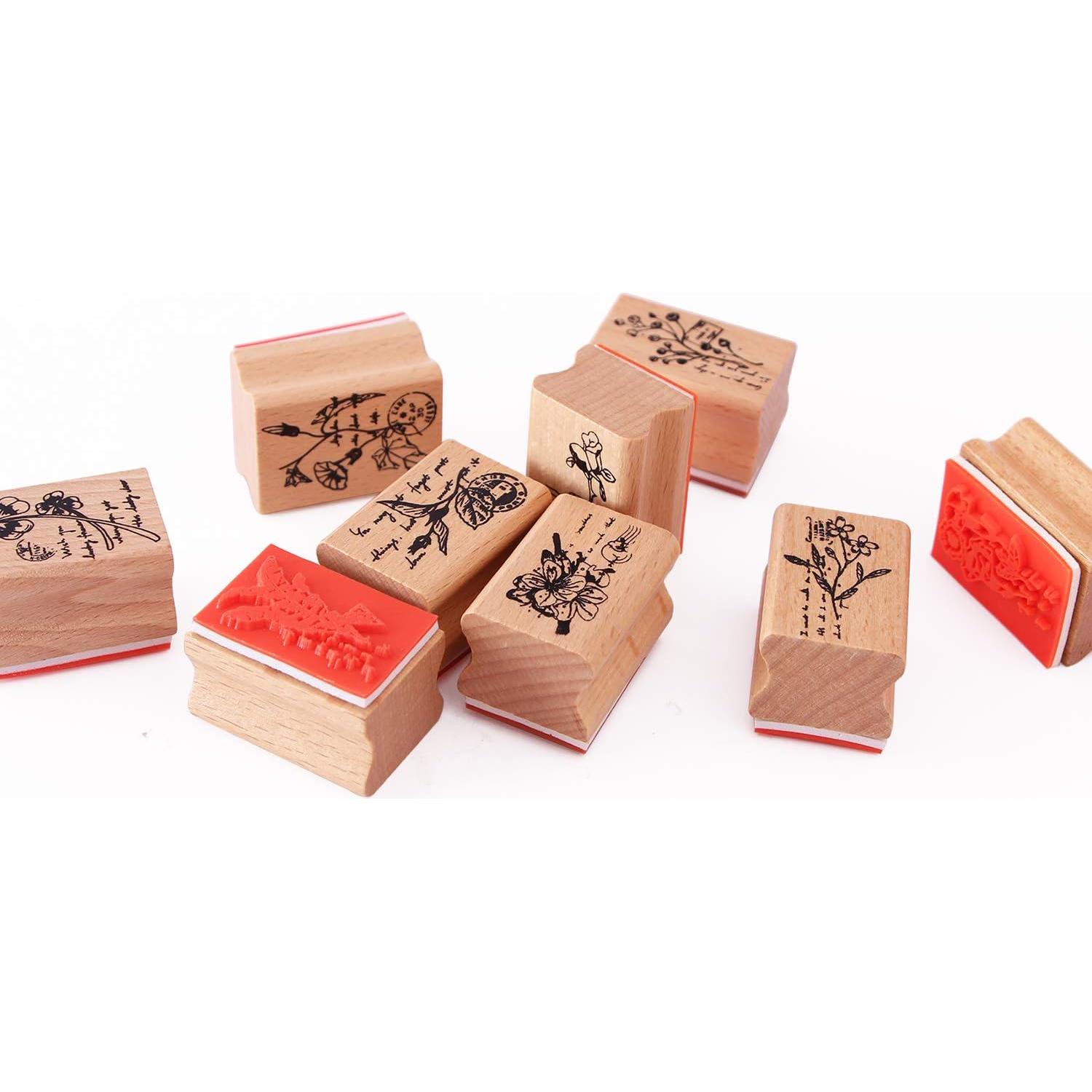 Juego de 15 Sellos de Goma de Madera Co-link para Manualidades