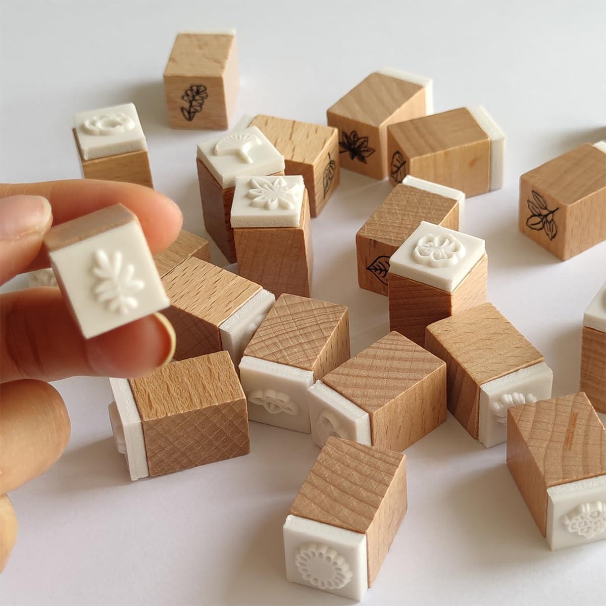 Juego de 25 Sellos de Madera Botánicos Arcemain 1.5cm