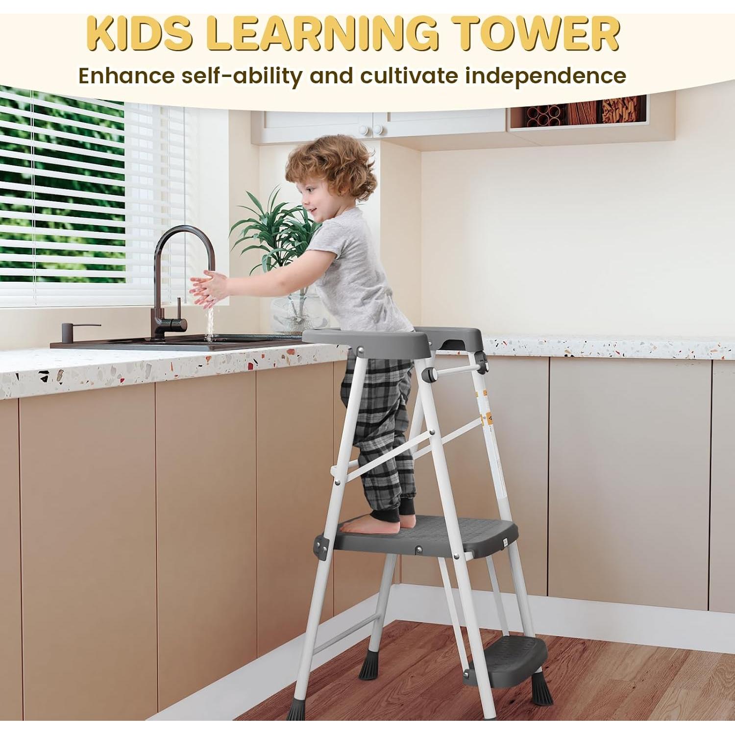 Taburete Plegable para Niños HBTower 2 Pasos Antideslizante