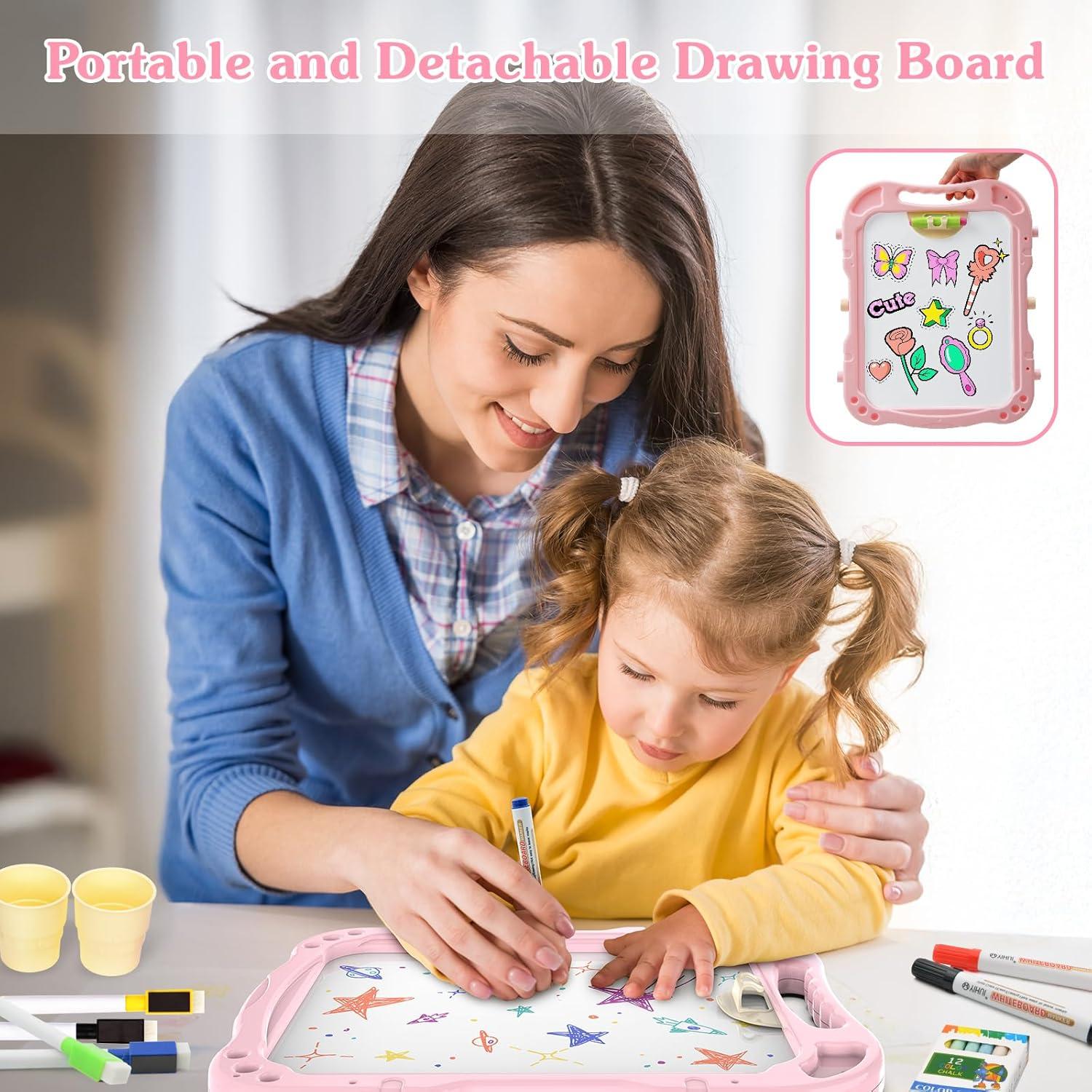 Caballete de arte ajustable PUPPSITTY rosa para niños