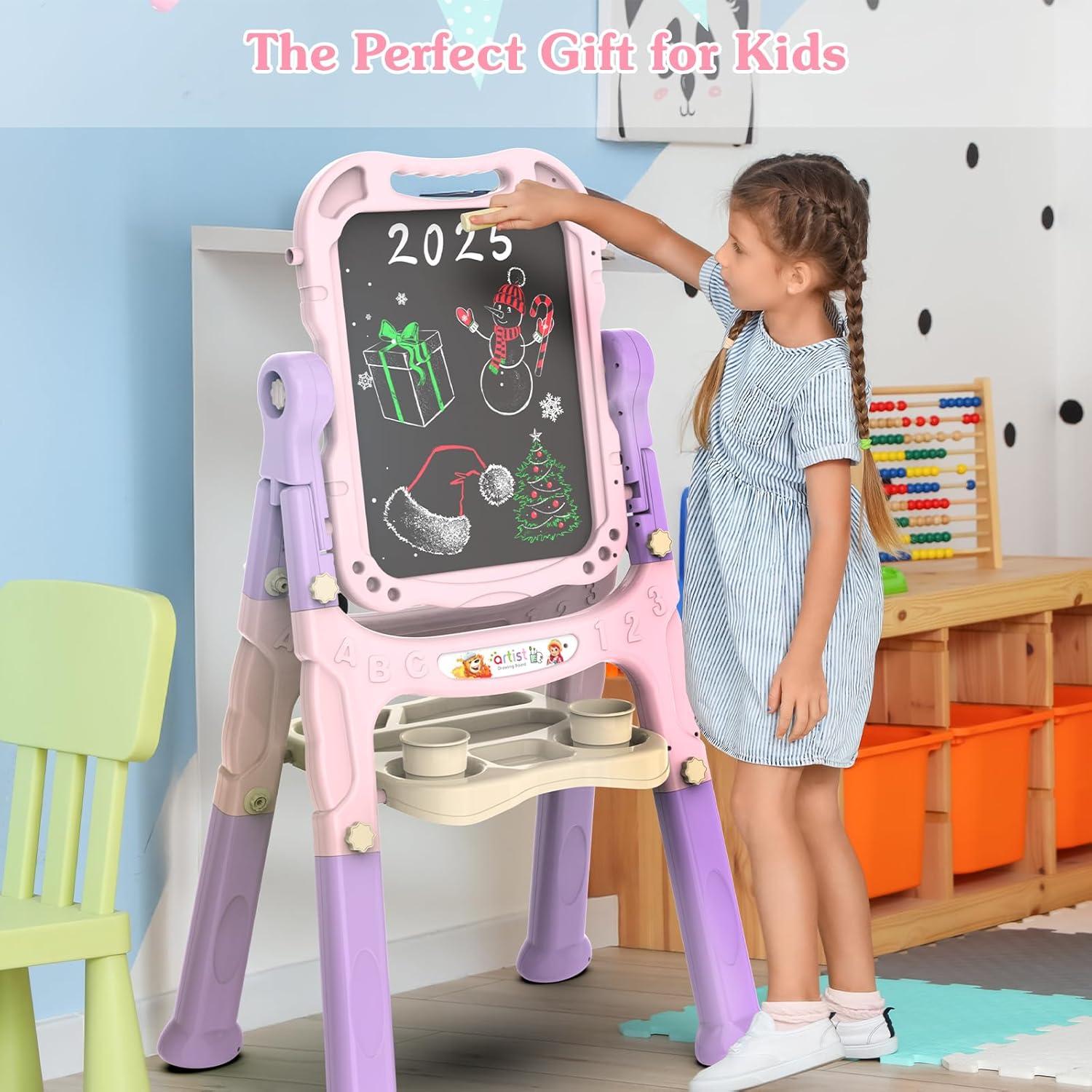 Caballete de arte ajustable PUPPSITTY rosa para niños