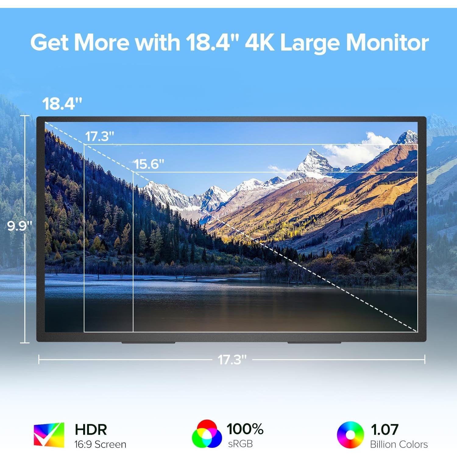 Monitor Portátil EVICIV 4K 18.4" 3840x2160 VESA Ajustable
