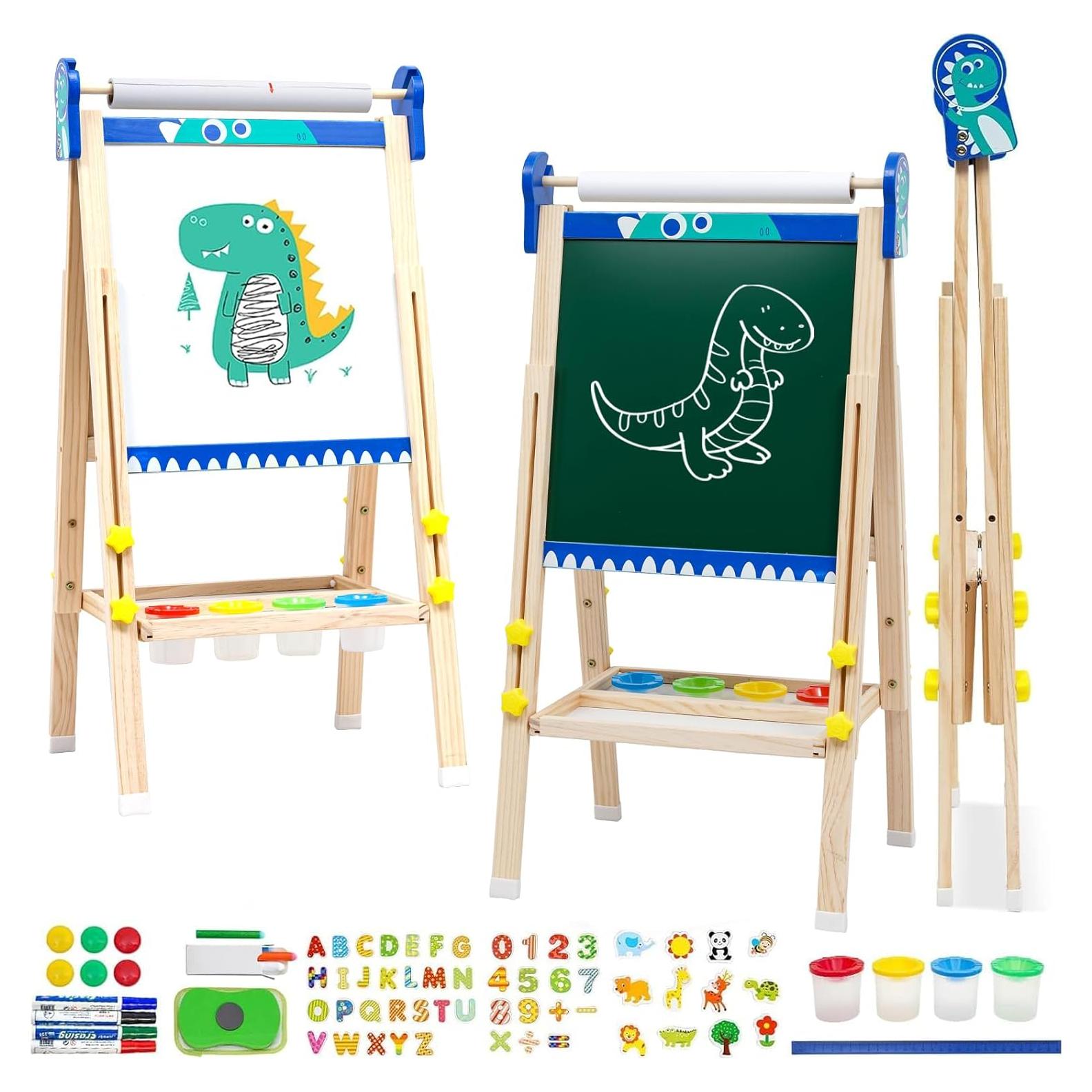 Caballete de Madera Maycoly para Niños con Pizarra y Papel