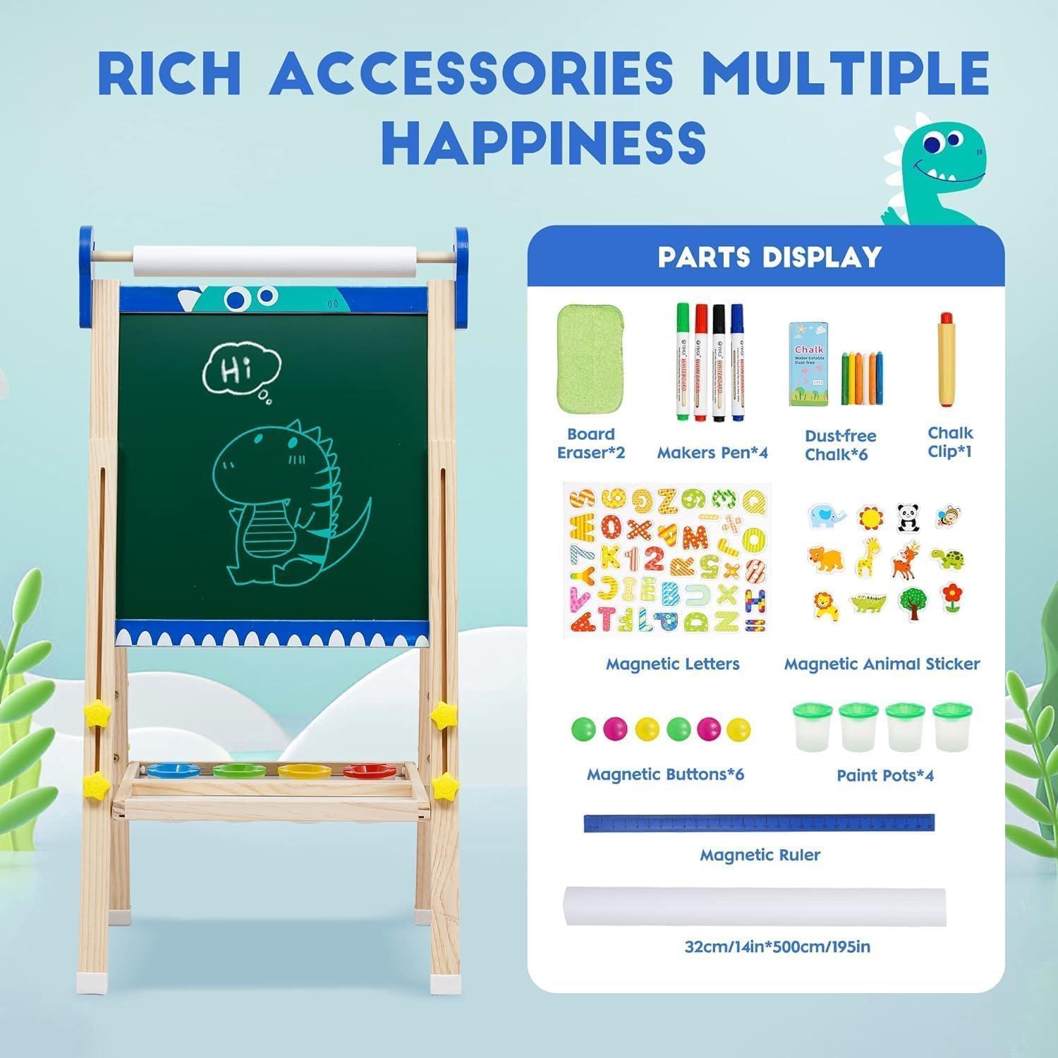 Caballete de Madera Maycoly para Niños con Pizarra y Papel