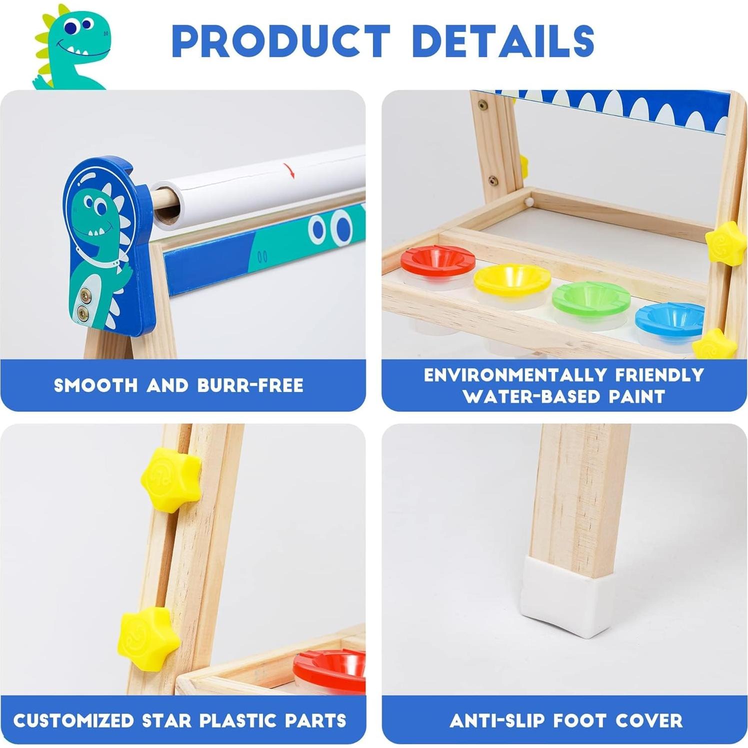 Caballete de Madera Maycoly para Niños con Pizarra y Papel