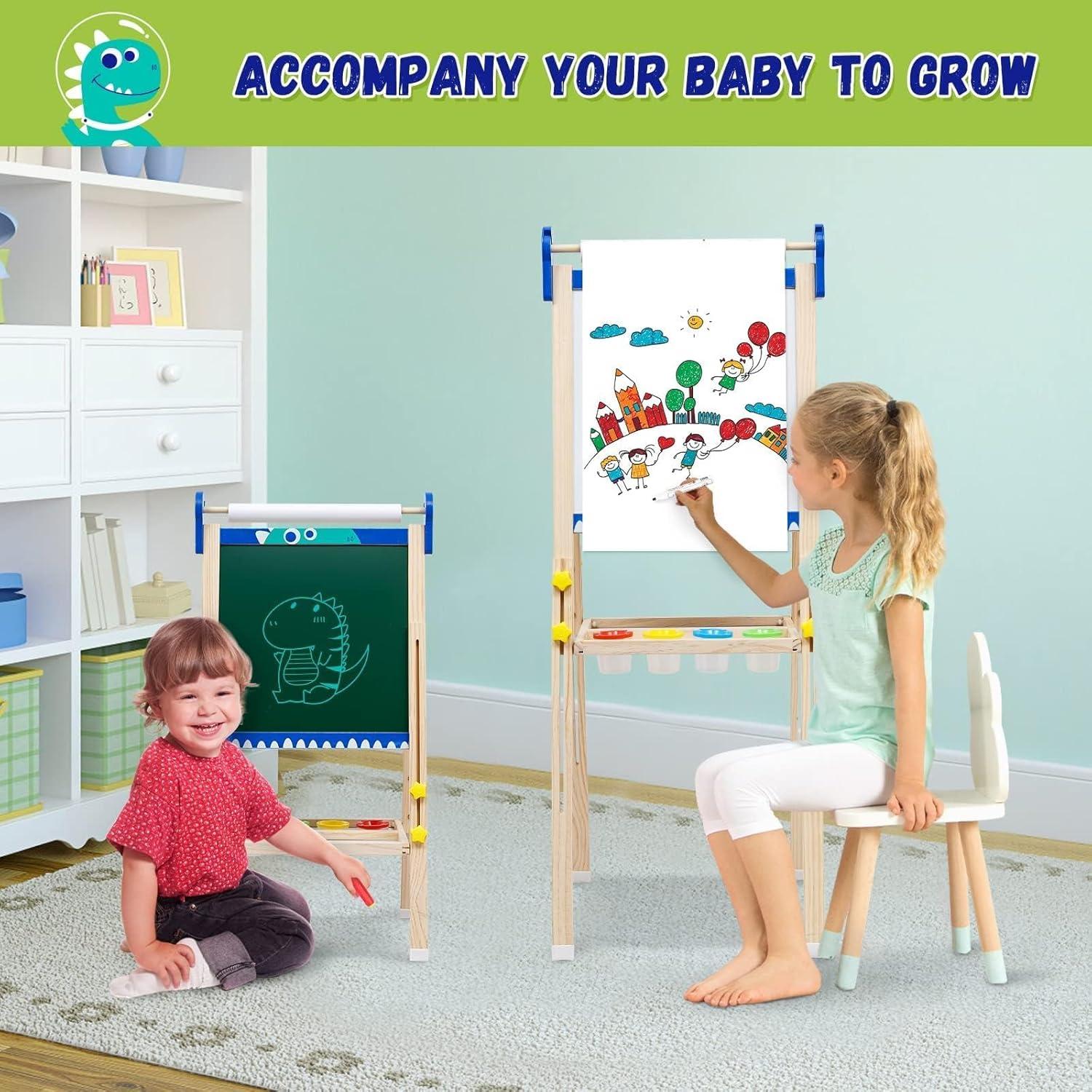 Caballete de Madera Maycoly para Niños con Pizarra y Papel