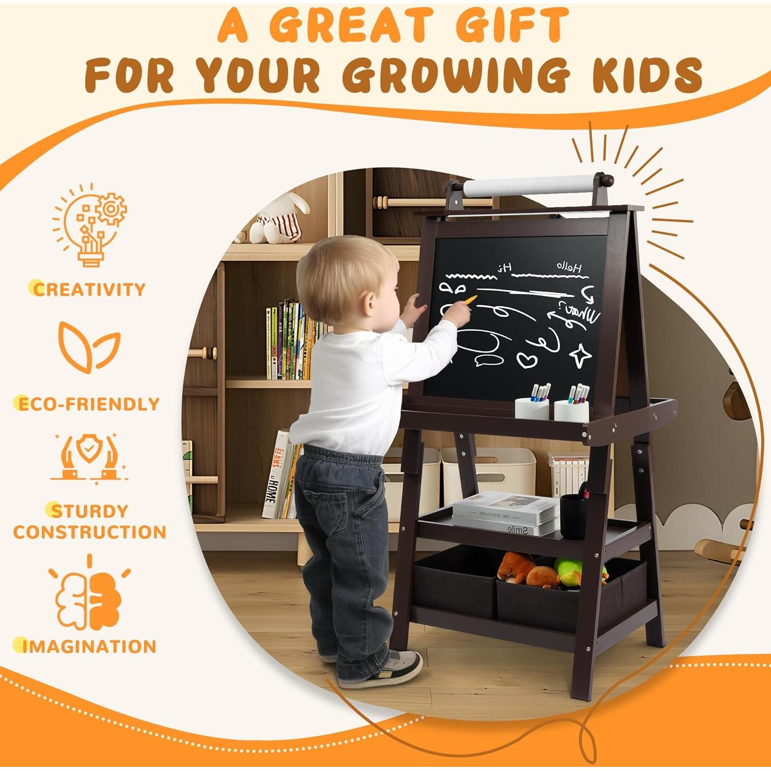 Caballete de Arte Elevon para Niños 3 en 1 con Pizarra Doble