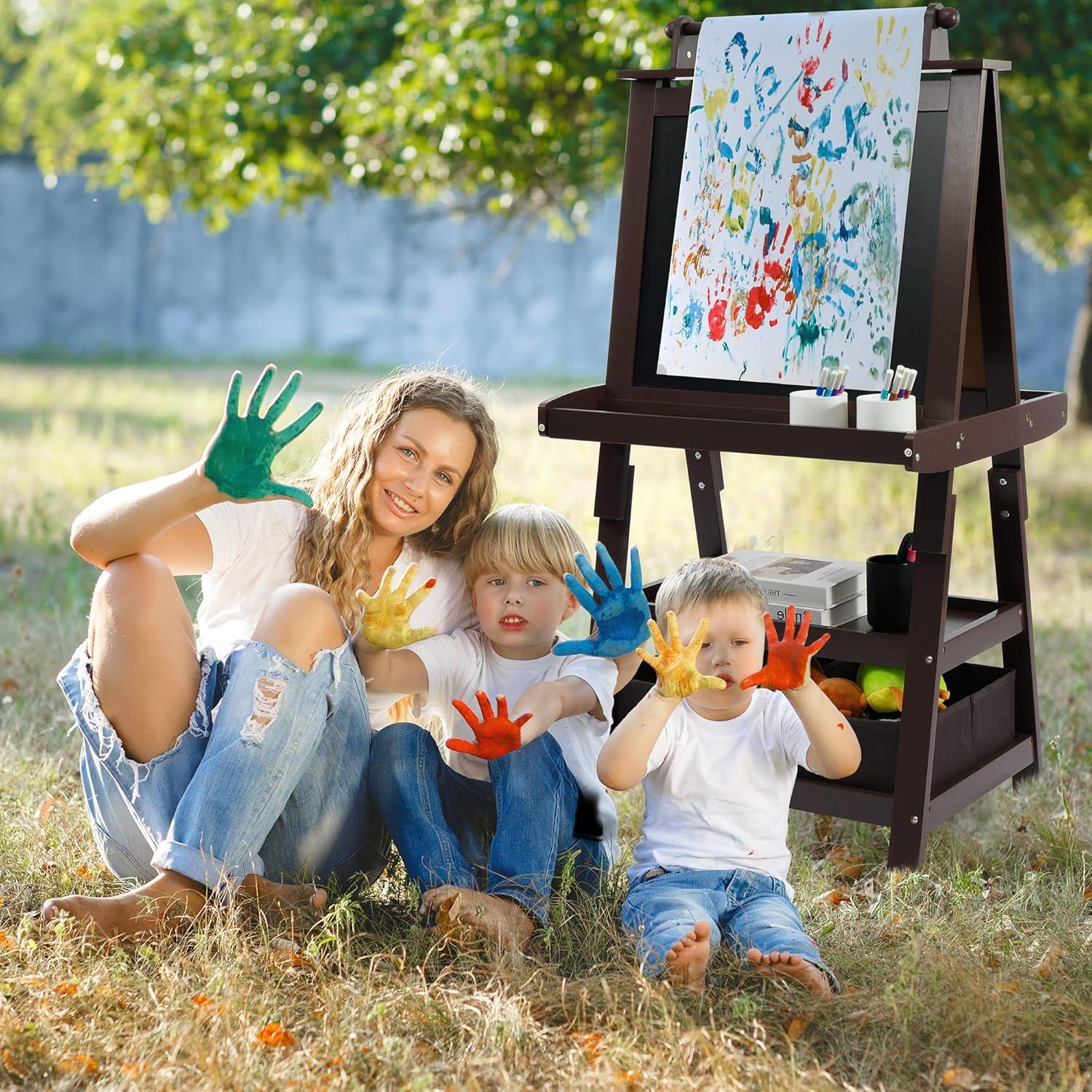 Caballete de Arte Elevon para Niños 3 en 1 con Pizarra Doble