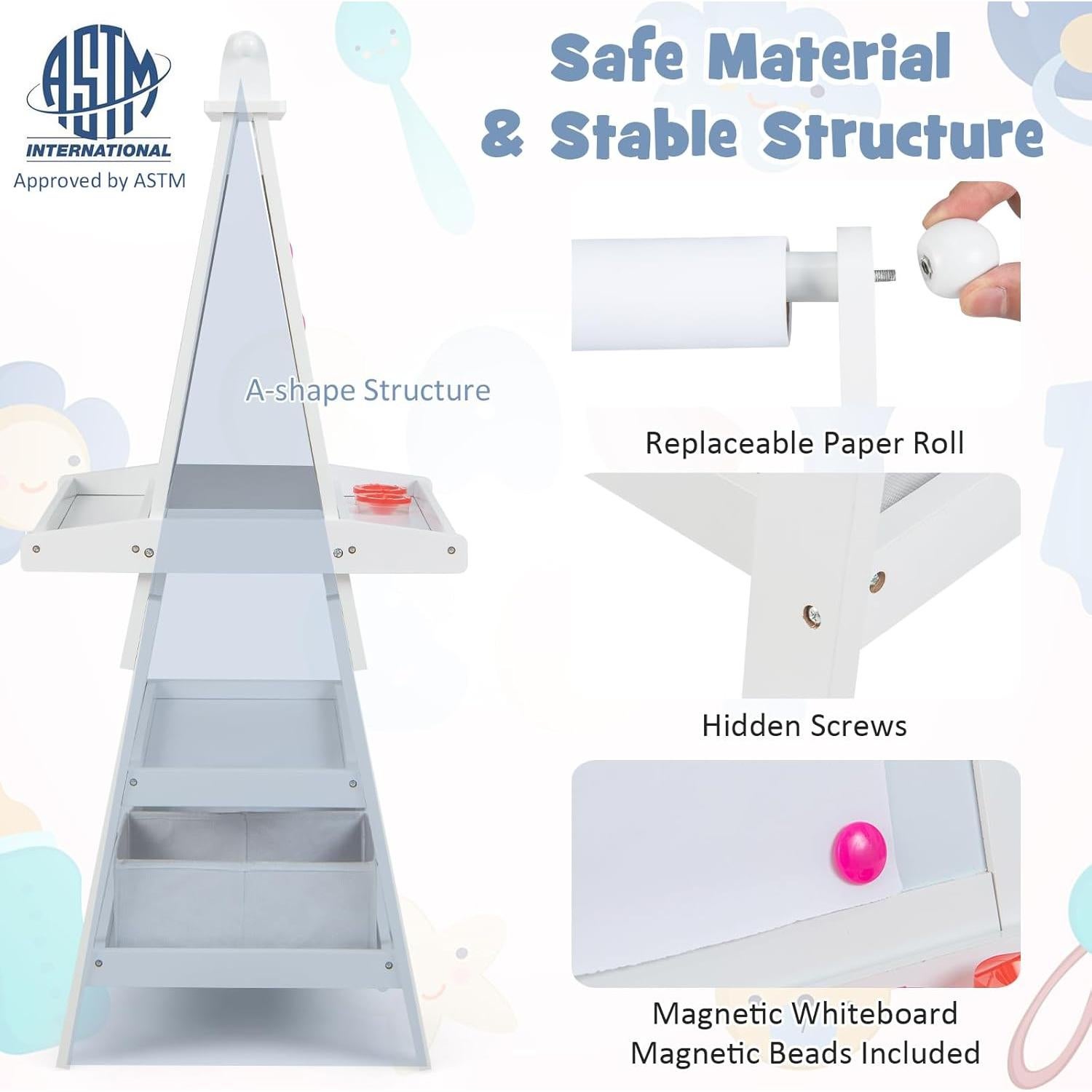 Caballete de Arte 3 en 1 Costzon para Niños con Pizarra Doble