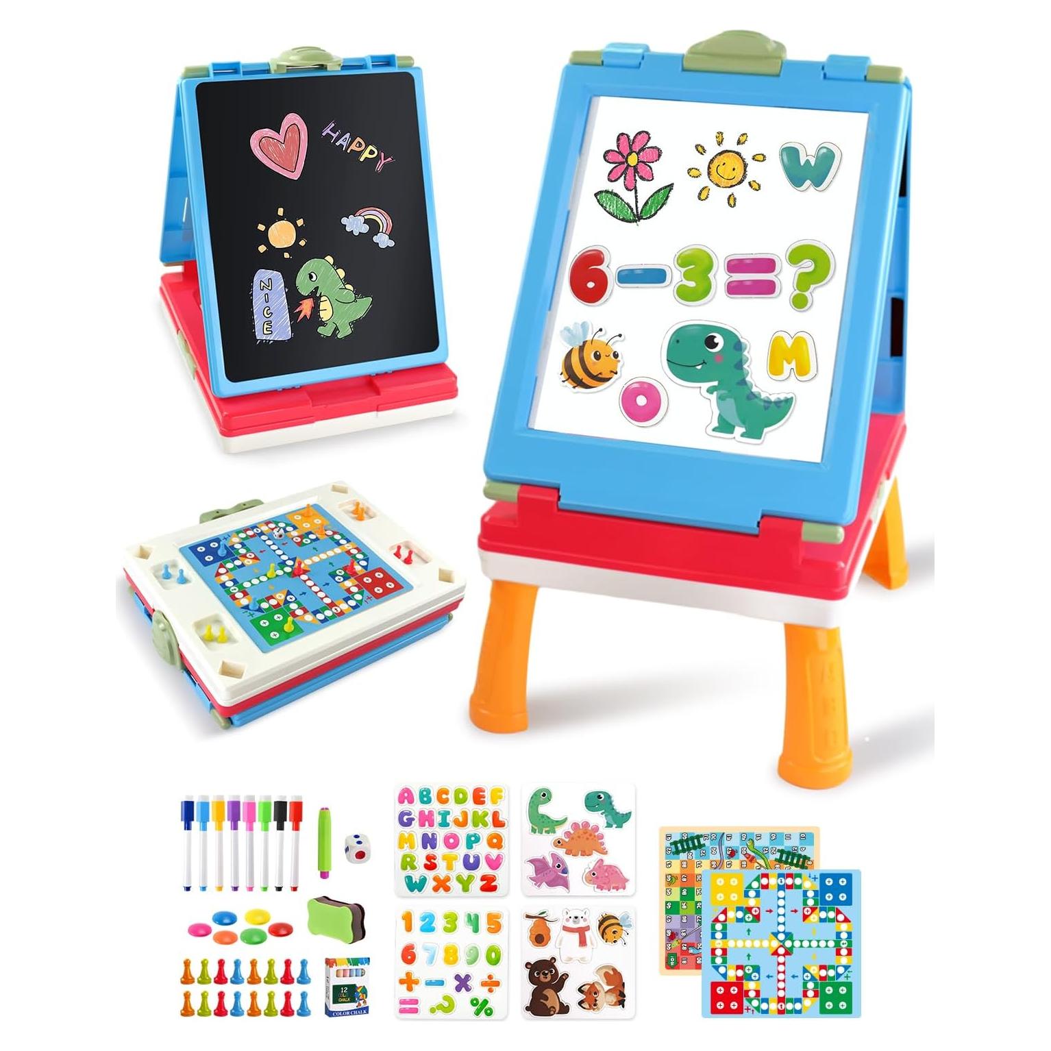 Caballete Artístico Infantil Elovien 4 en 1 Doble Cara Azul