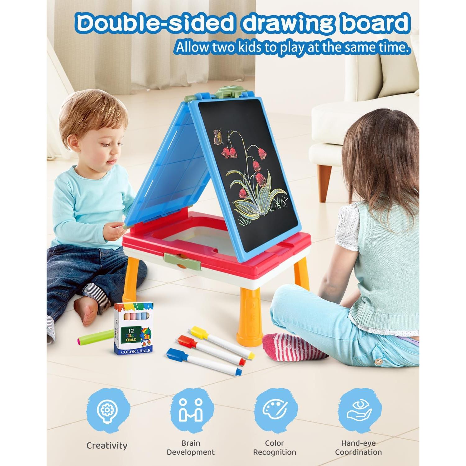 Caballete Artístico Infantil Elovien 4 en 1 Doble Cara Azul