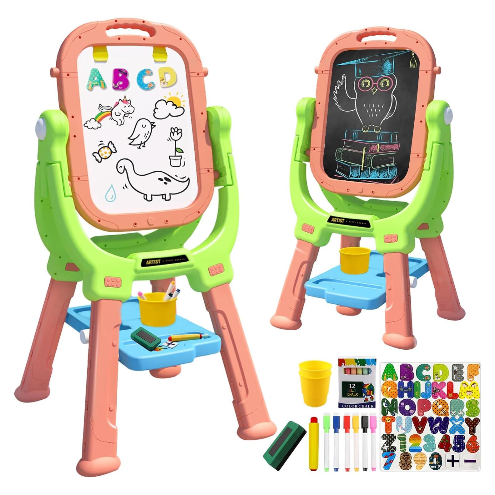 Caballete para Niños Weudear Rosa Doble Cara Altura Ajustable