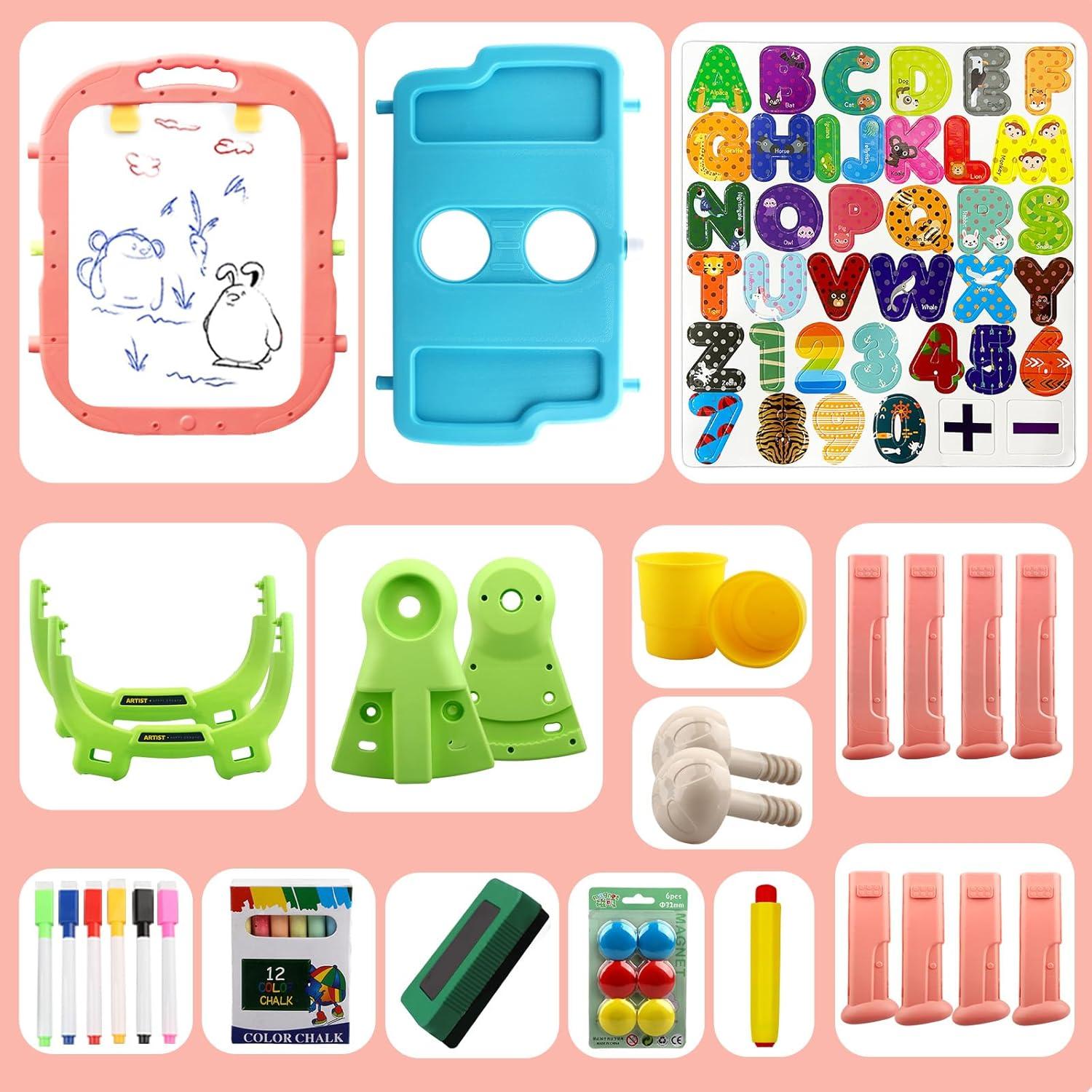 Caballete para Niños Weudear Rosa Doble Cara Altura Ajustable