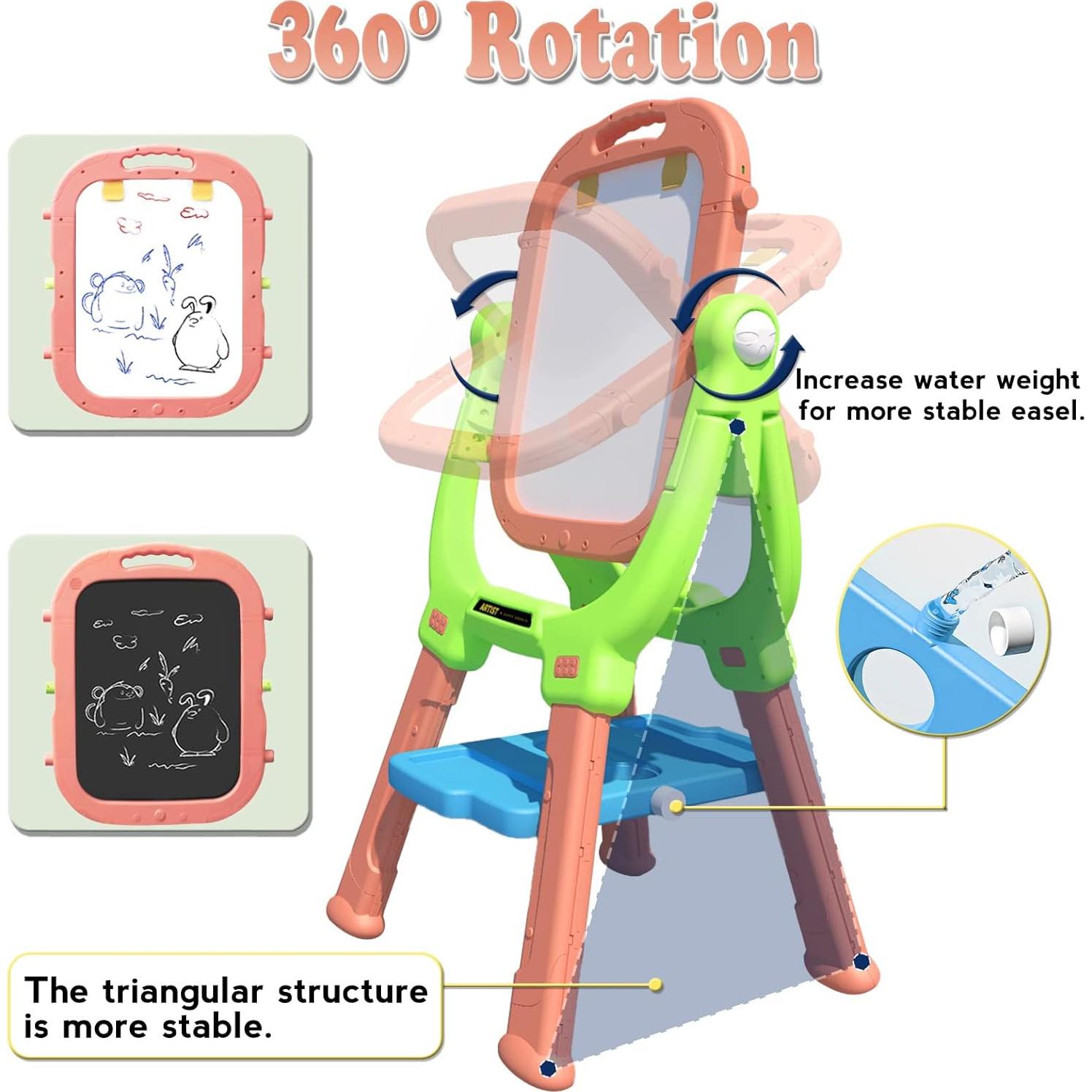 Caballete para Niños Weudear Rosa Doble Cara Altura Ajustable