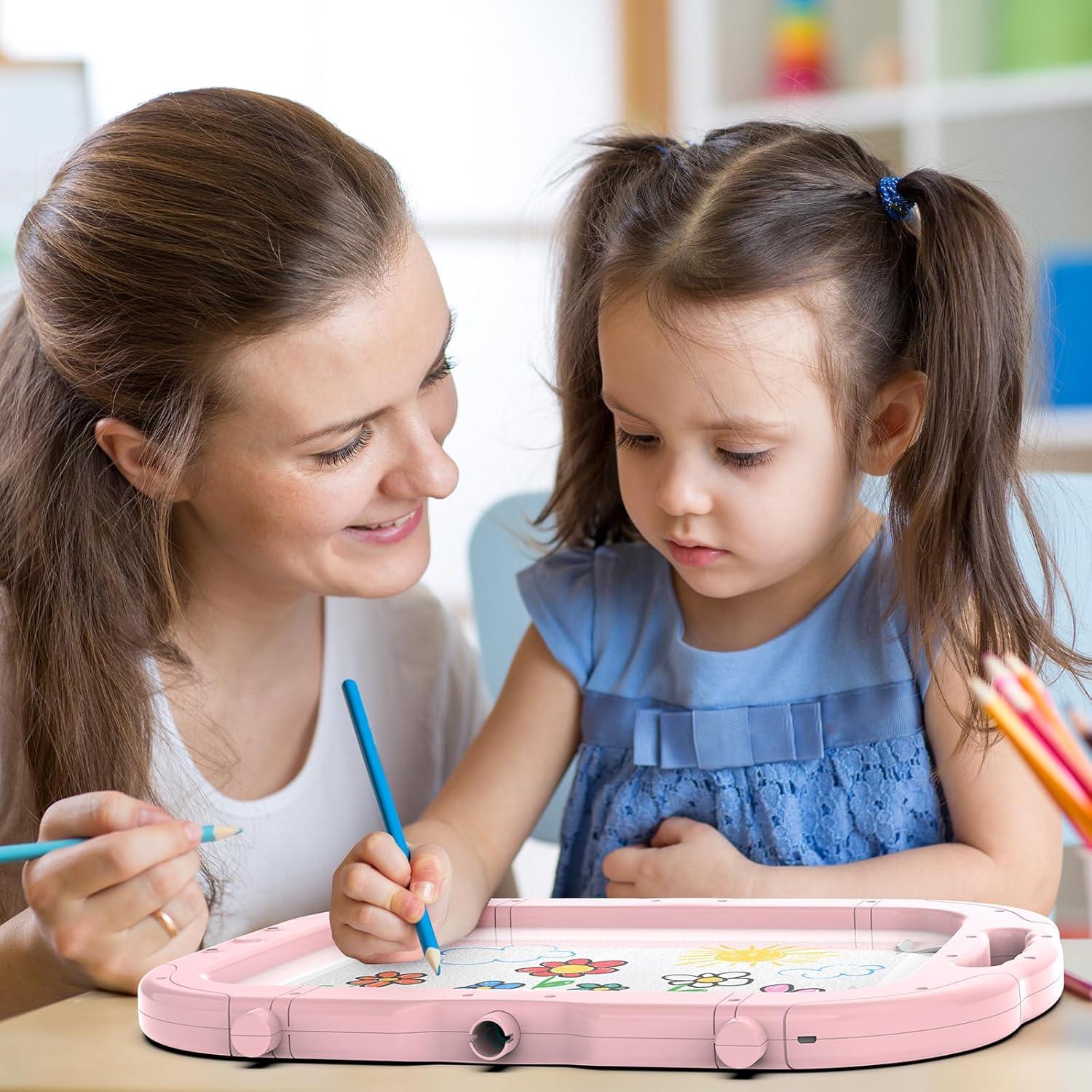 Caballete de Arte PUPPSITTY Rosa Ajustable Doble Cara 3-7 Años