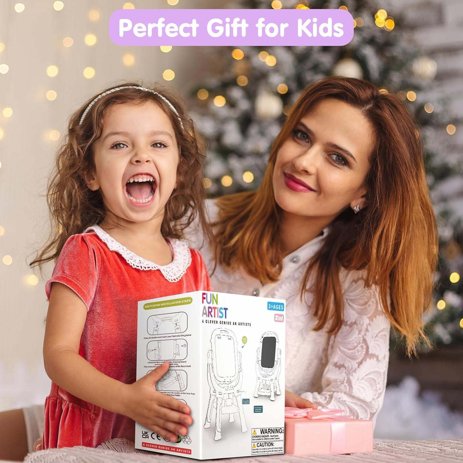 Caballete de Arte PUPPSITTY Rosa Ajustable Doble Cara 3-7 Años